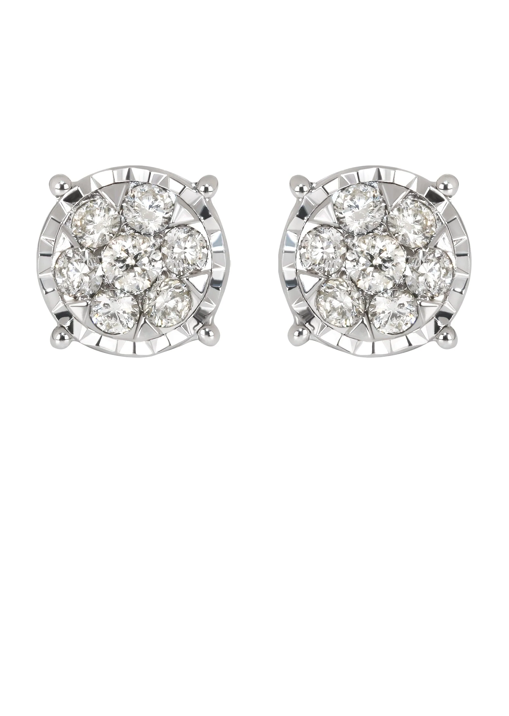 Mens Stud Diamond Earrings | 0.6 Carats 14K White Gold
