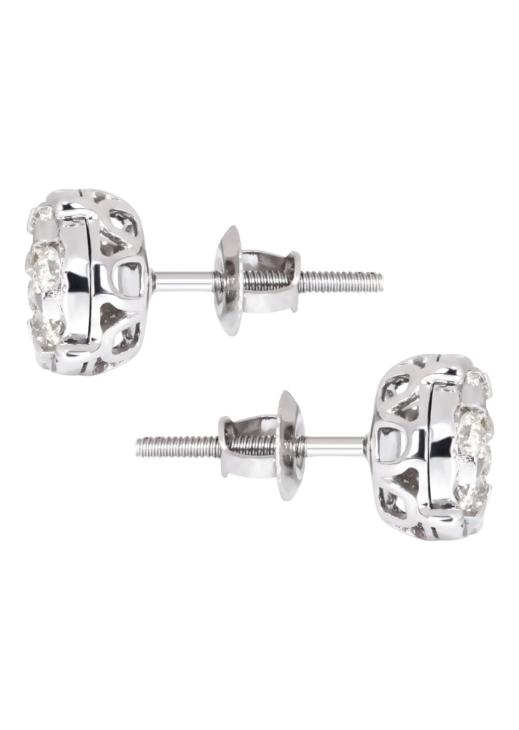 Mens Stud Diamond Earrings | 0.6 Carats 14K White Gold - Image 3
