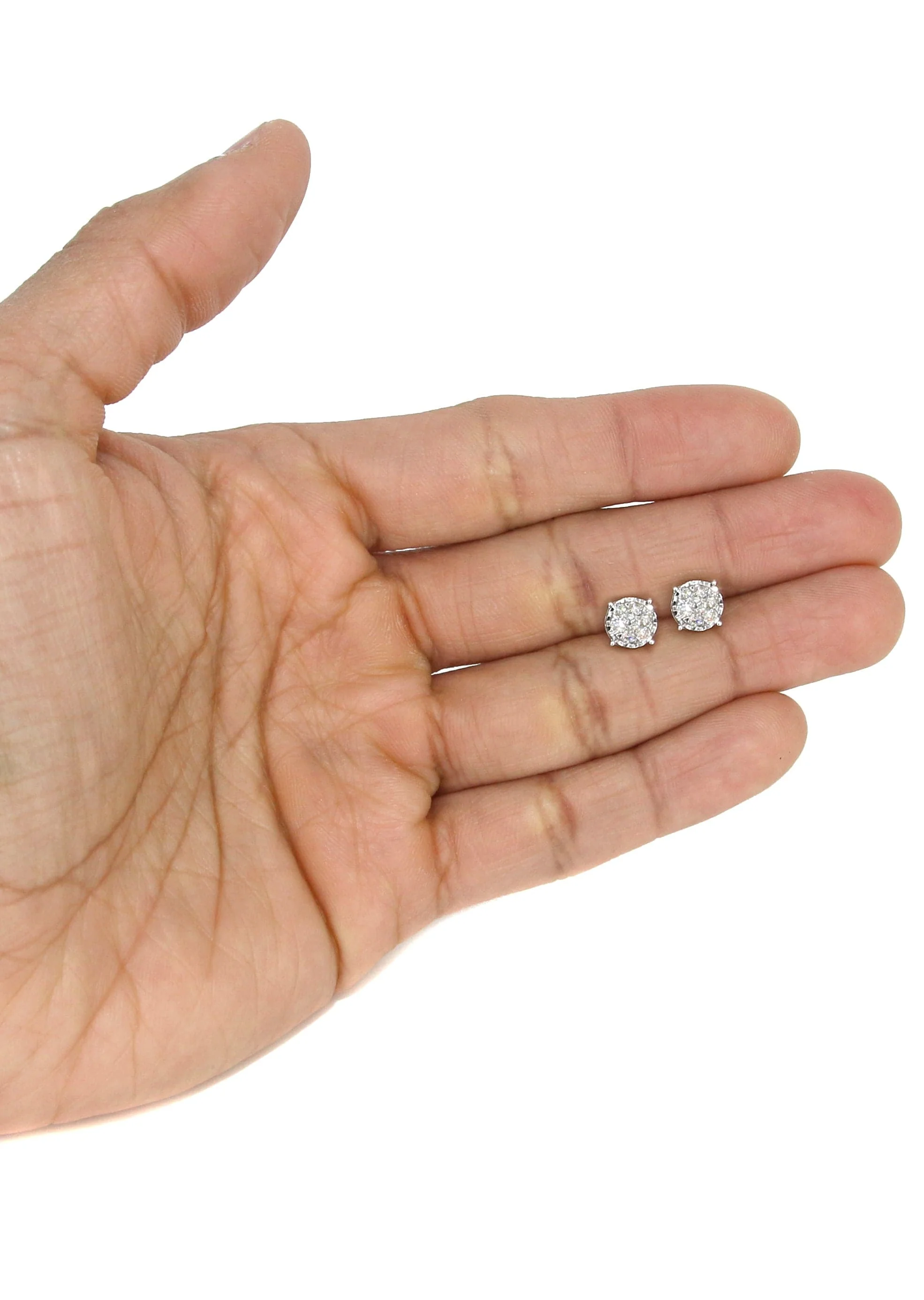 Mens Stud Diamond Earrings | 0.6 Carats 14K White Gold - Image 4