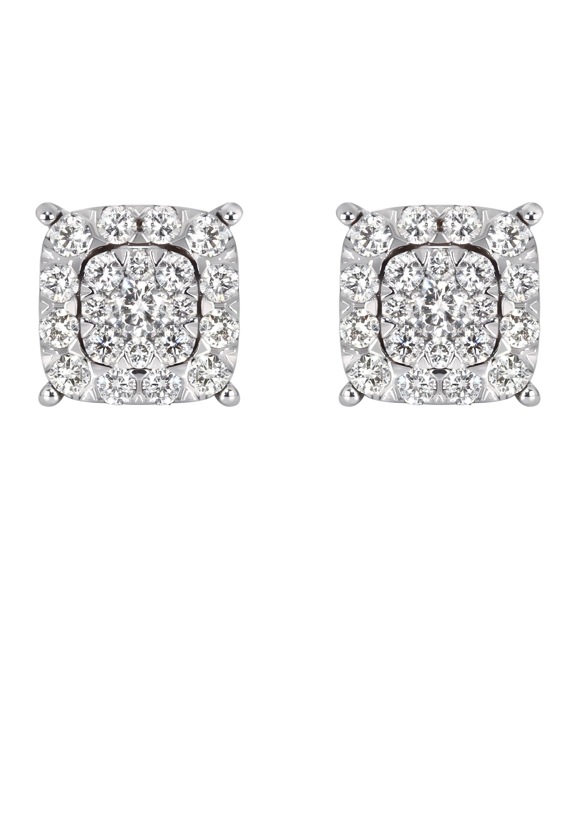 Mens Stud Diamond Earrings | 0.65 Carats 14K White Gold