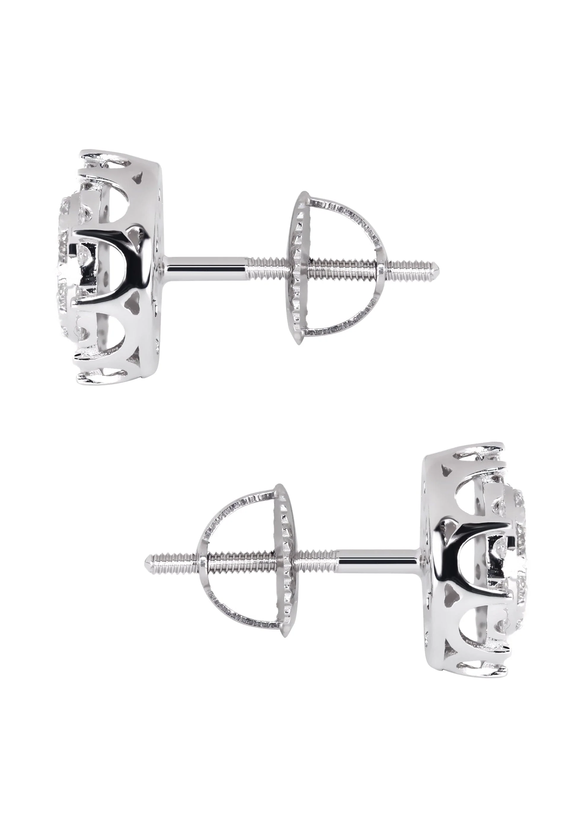 Mens Stud Diamond Earrings | 0.75 Carats 14K White Gold - Image 3