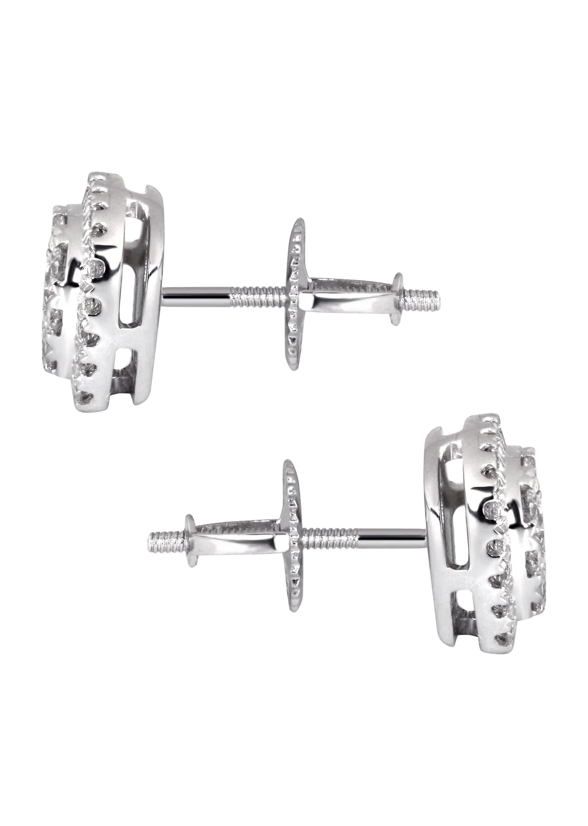 Mens Stud Diamond Earrings | 0.75 Carats 14K White Gold - Image 3