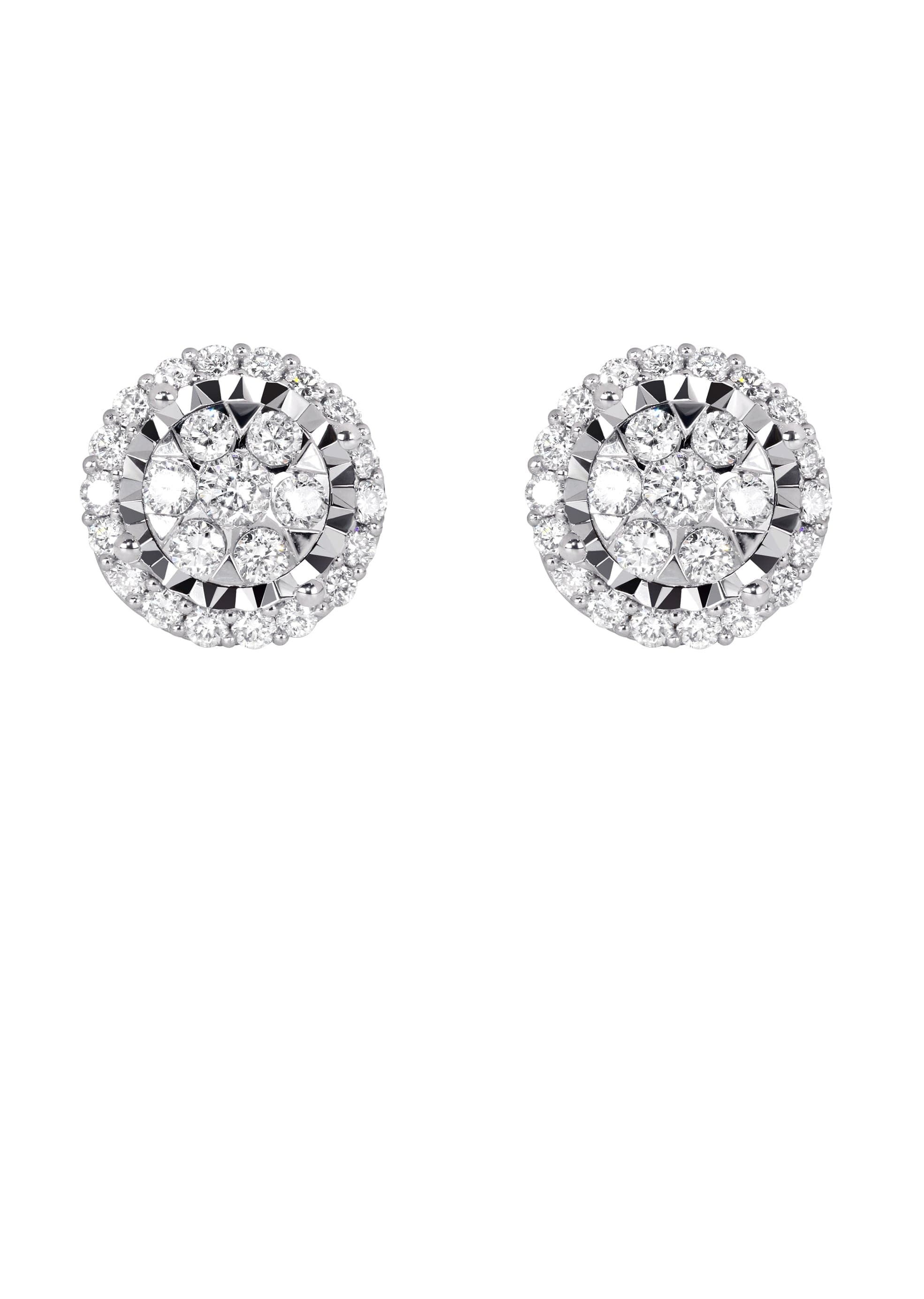 Mens Stud Diamond Earrings | 0.85 Carats 14K White Gold