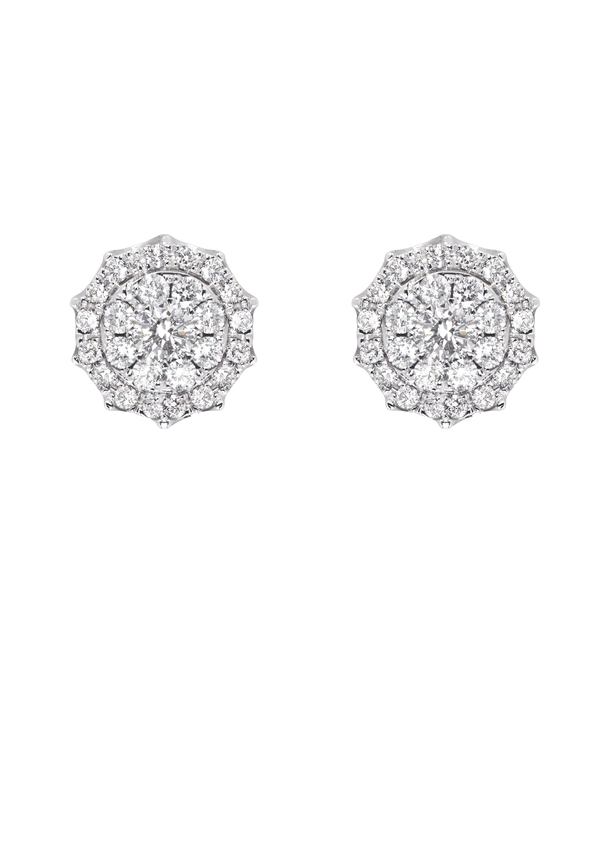 Mens Stud Diamond Earrings | 0.96 Carats 14K White Gold