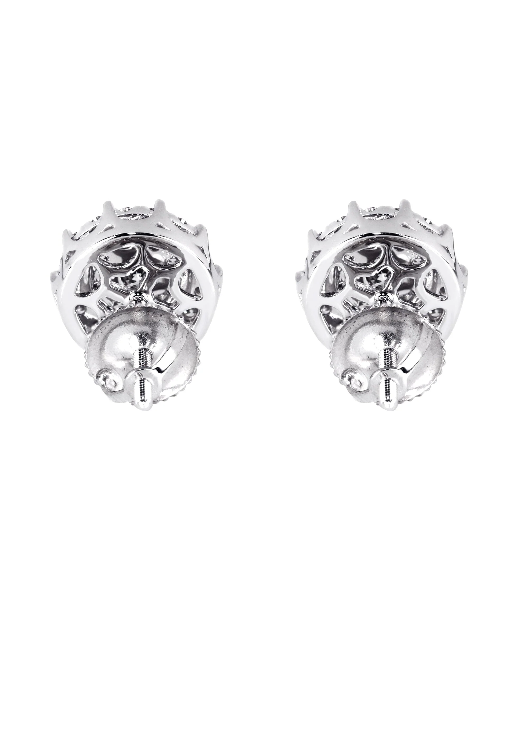 Mens Stud Diamond Earrings | 0.96 Carats 14K White Gold - Image 2