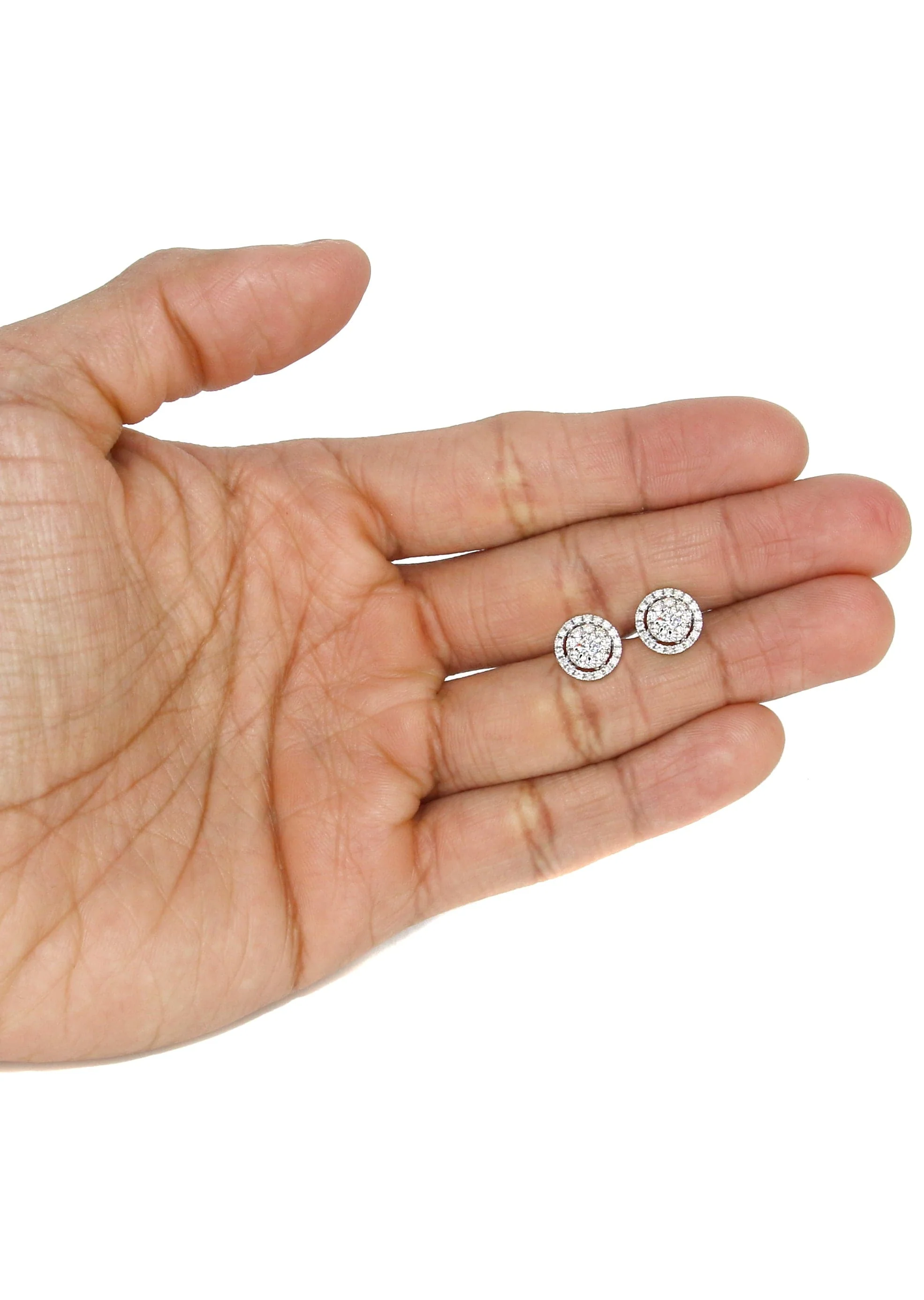 Mens Stud Diamond Earrings | 1.1 Carats 14K White Gold - Image 4
