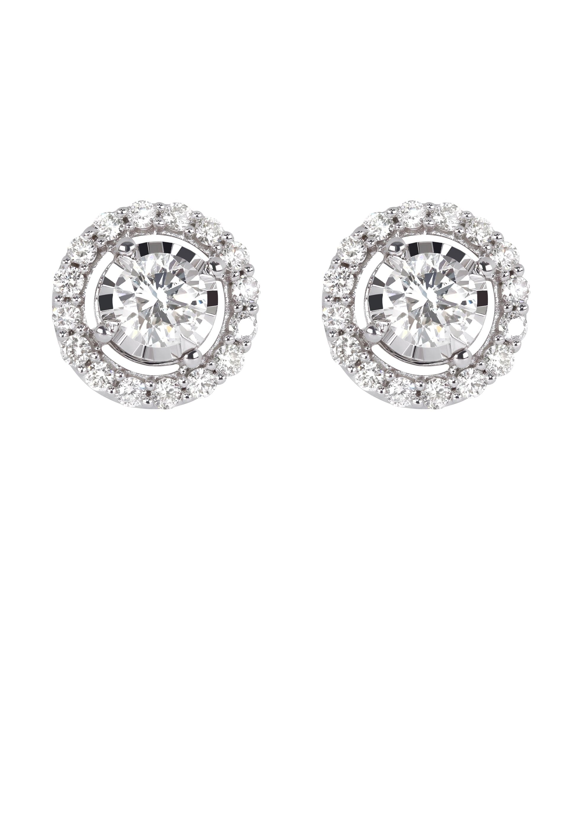 Mens Stud Diamond Earrings | 1.25 Carats 14K White Gold