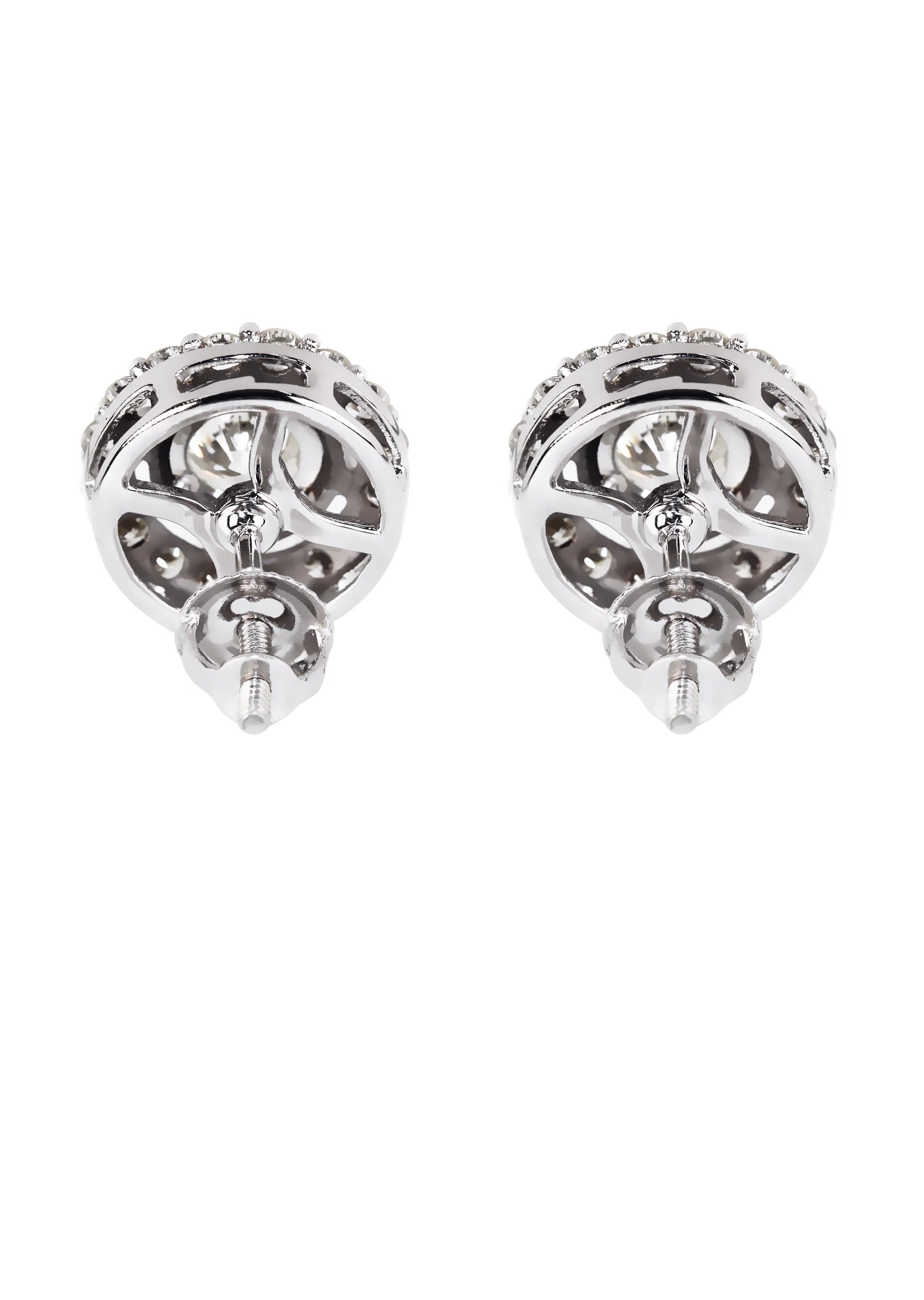 Mens Stud Diamond Earrings | 1.25 Carats 14K White Gold - Image 2
