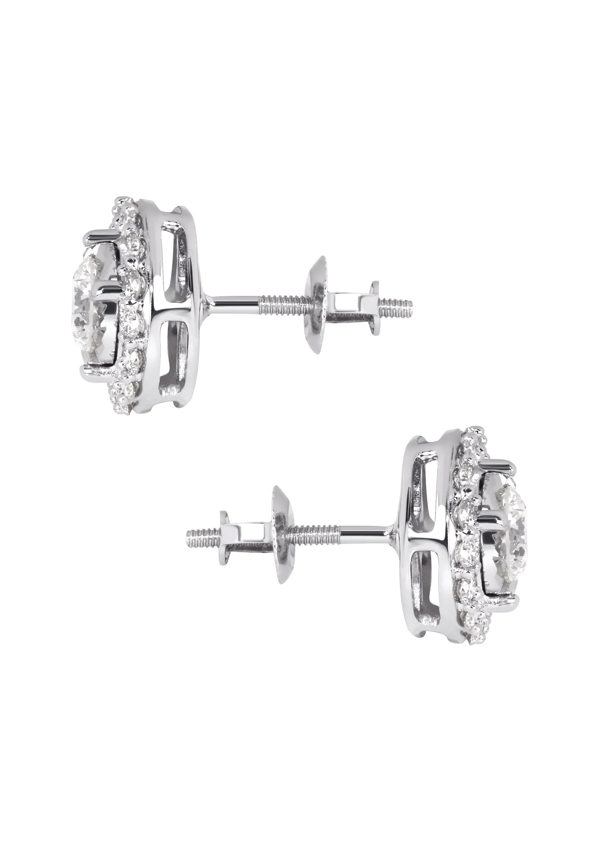 Mens Stud Diamond Earrings | 1.25 Carats 14K White Gold - Image 3
