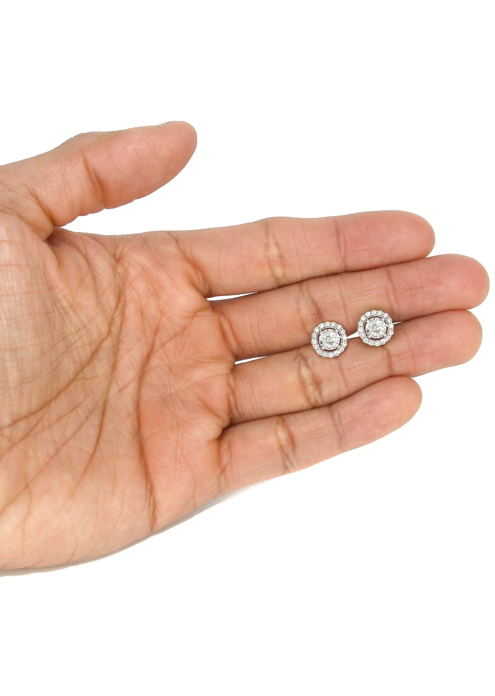Mens Stud Diamond Earrings | 1.25 Carats 14K White Gold - Image 4
