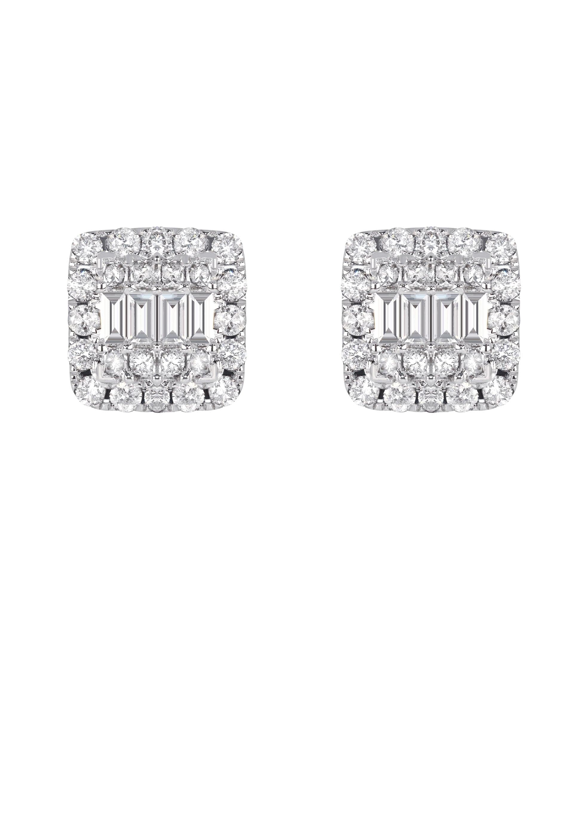 Mens Stud Diamond Earrings | 1.3 Carats 14K White Gold