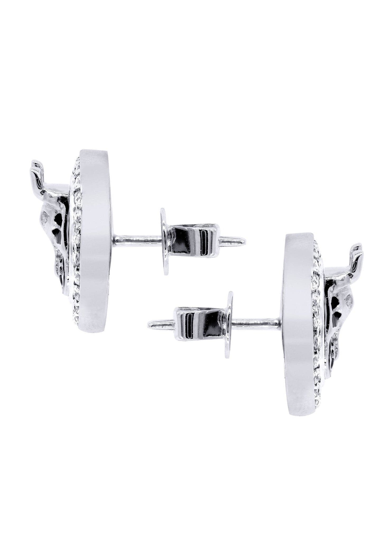 Diamond Earrings For Men |  14K White Gold  | 0.75 Carats - Image 2