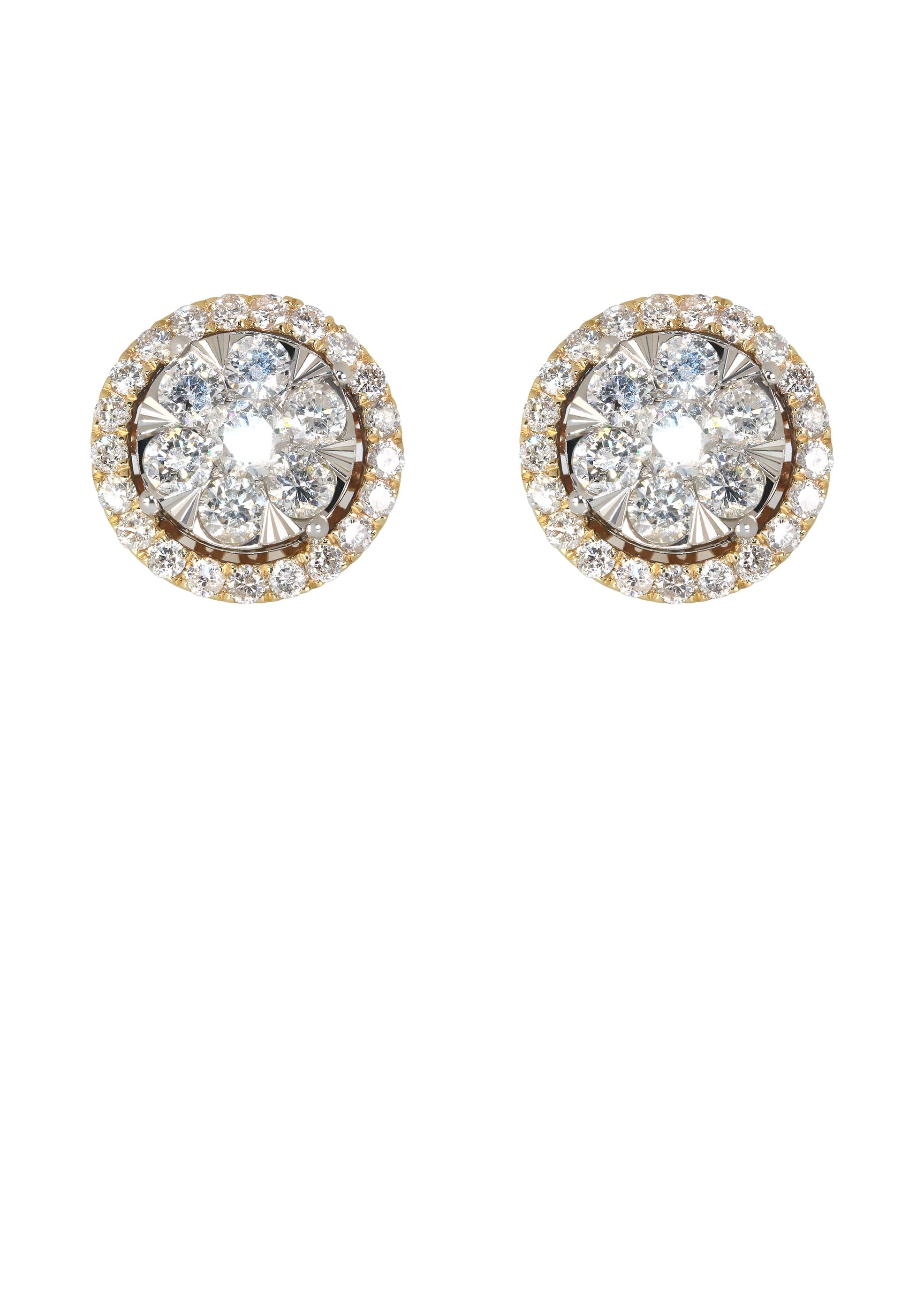 Mens Stud Diamond Earrings | 2.55 Carats 14K Yellow Gold