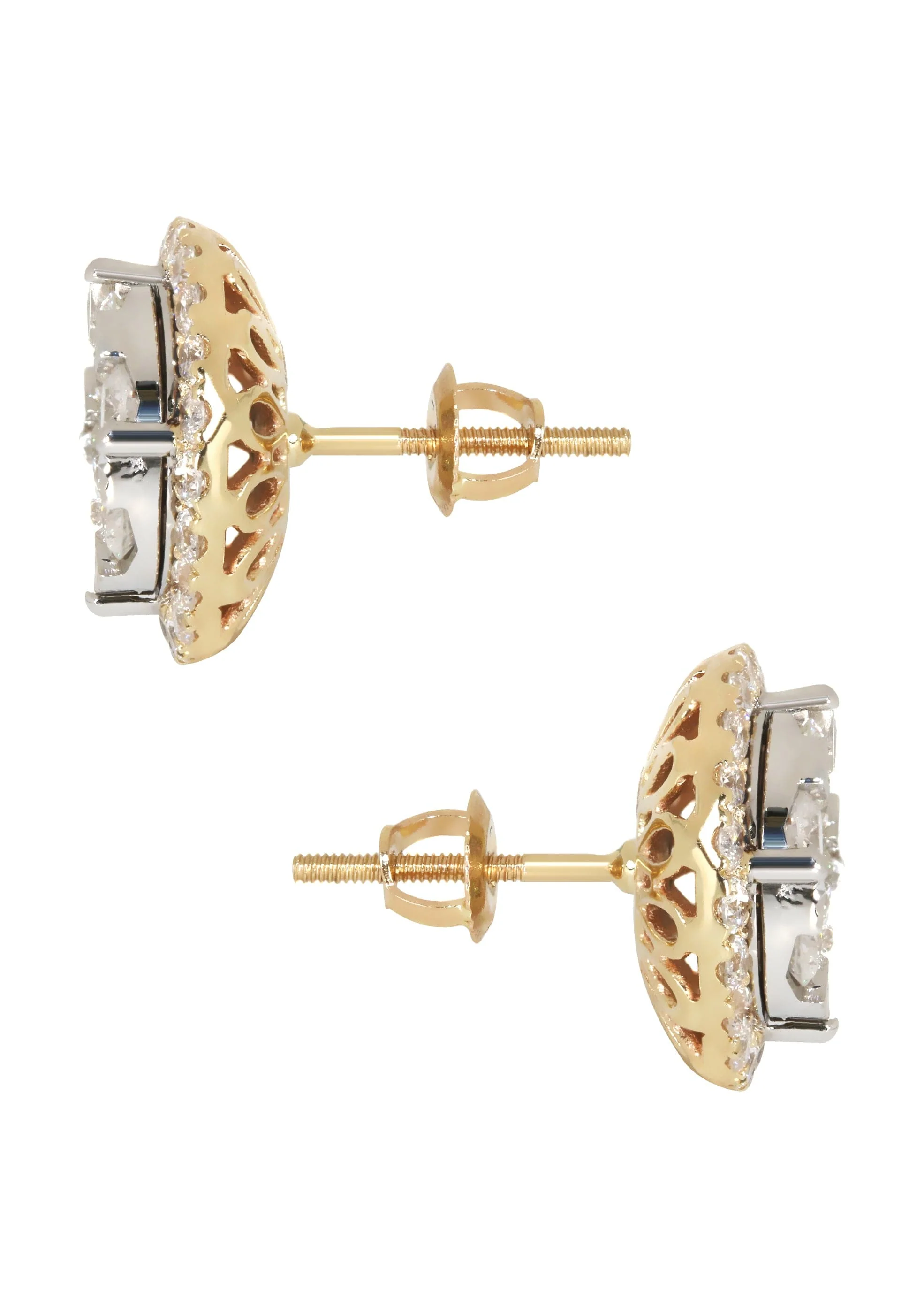 Mens Stud Diamond Earrings | 2.55 Carats 14K Yellow Gold - Image 3