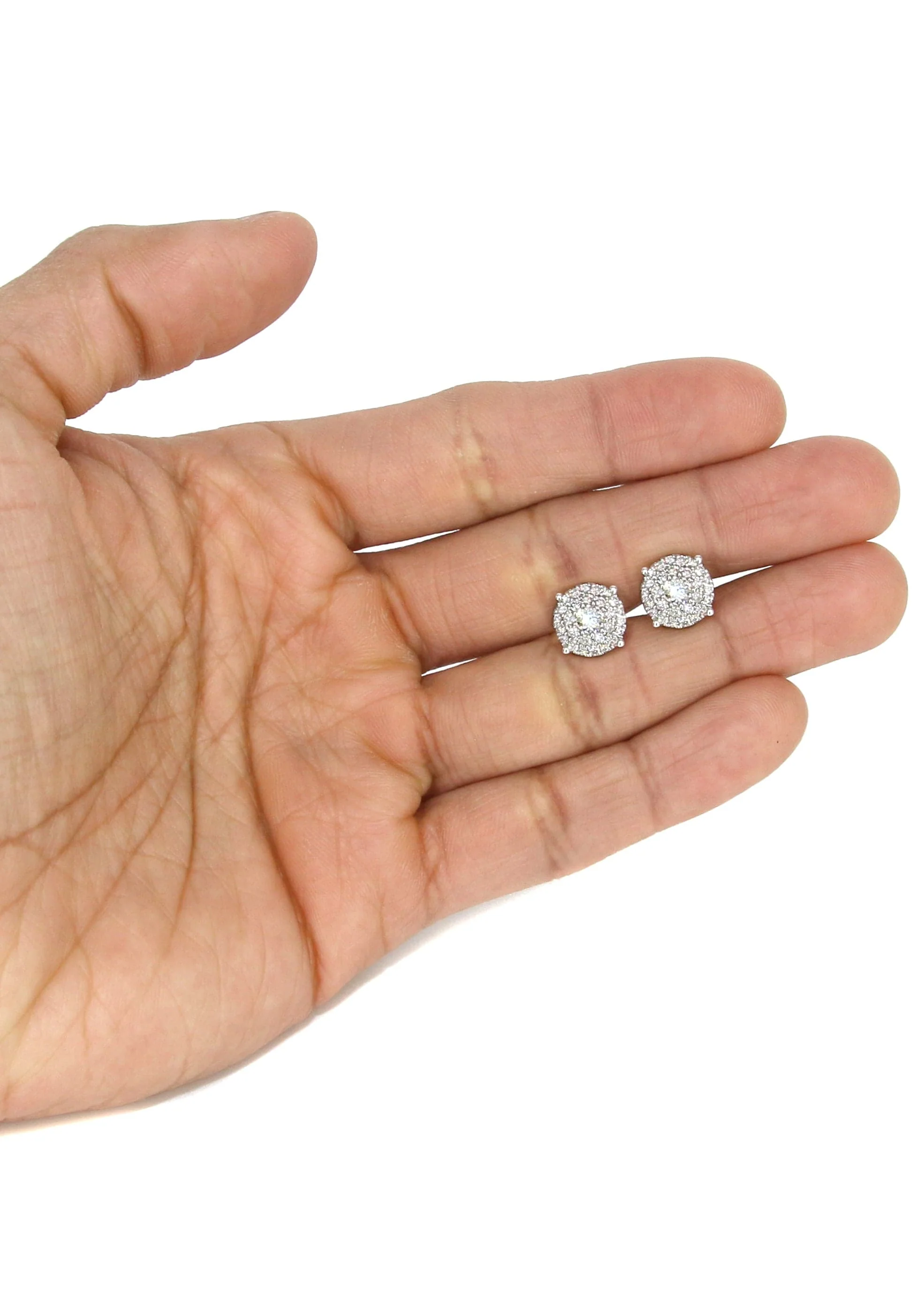 Mens Stud Diamond Earrings | 1.38 Carats 14K White Gold - Image 4