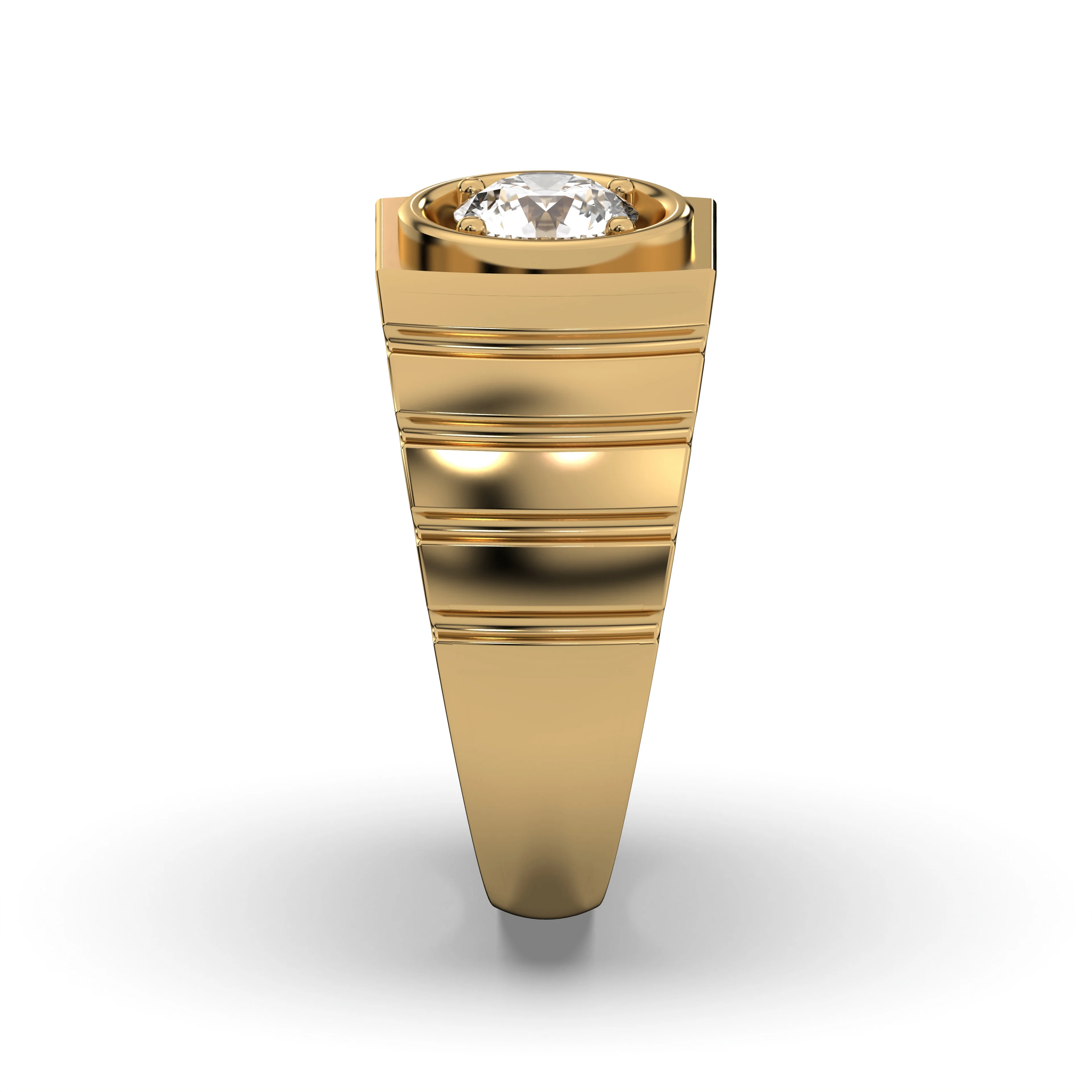 Men's Jewelry - Men's VVS Lab Diamond Round Brilliant Cut Solitaire Engagement Ring | Yellow Gold - Image 3