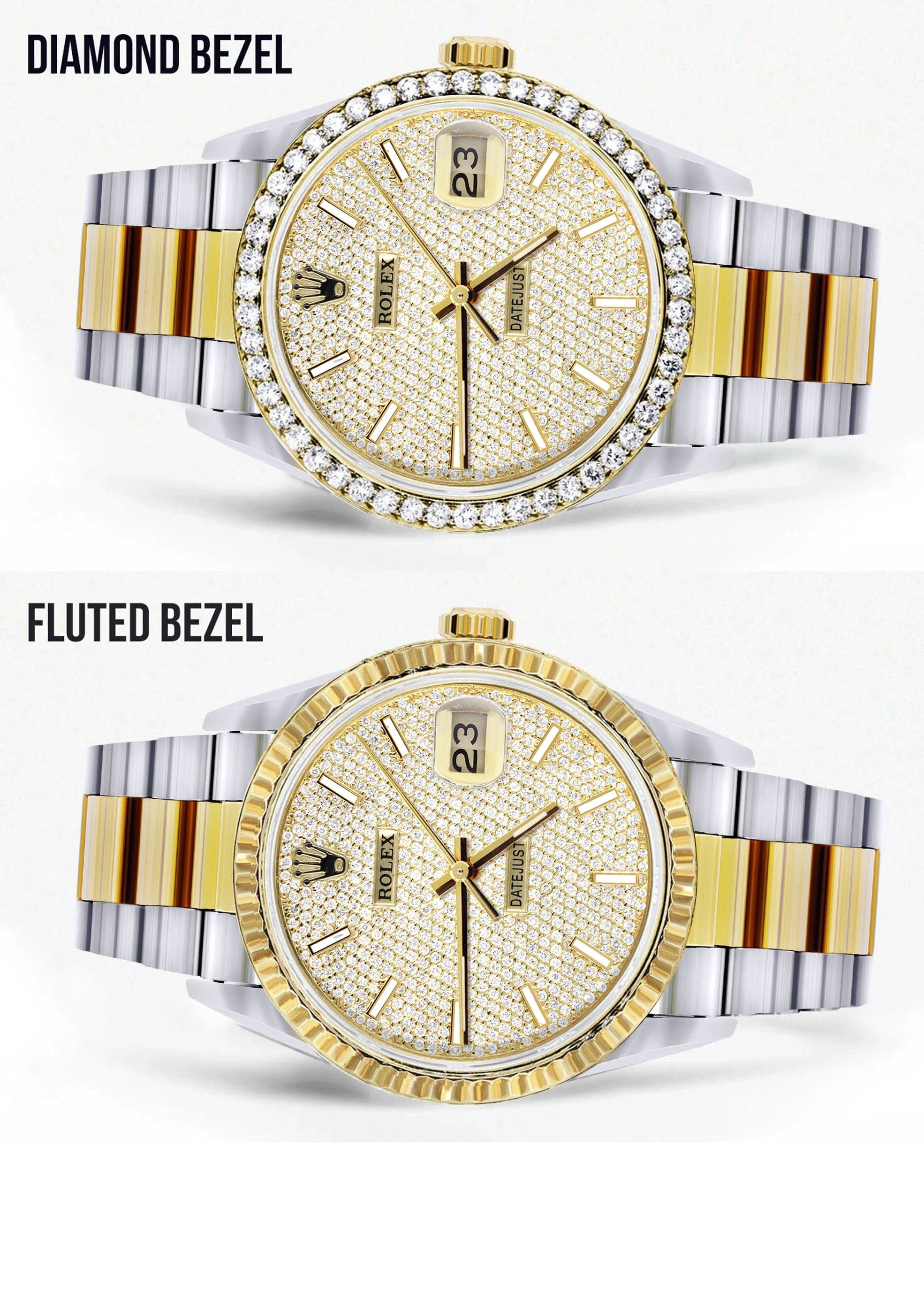 Diamond Gold Rolex Watch For Men 16233 | 36 MM | Full Diamond Dial | Oyster Band - Image 2