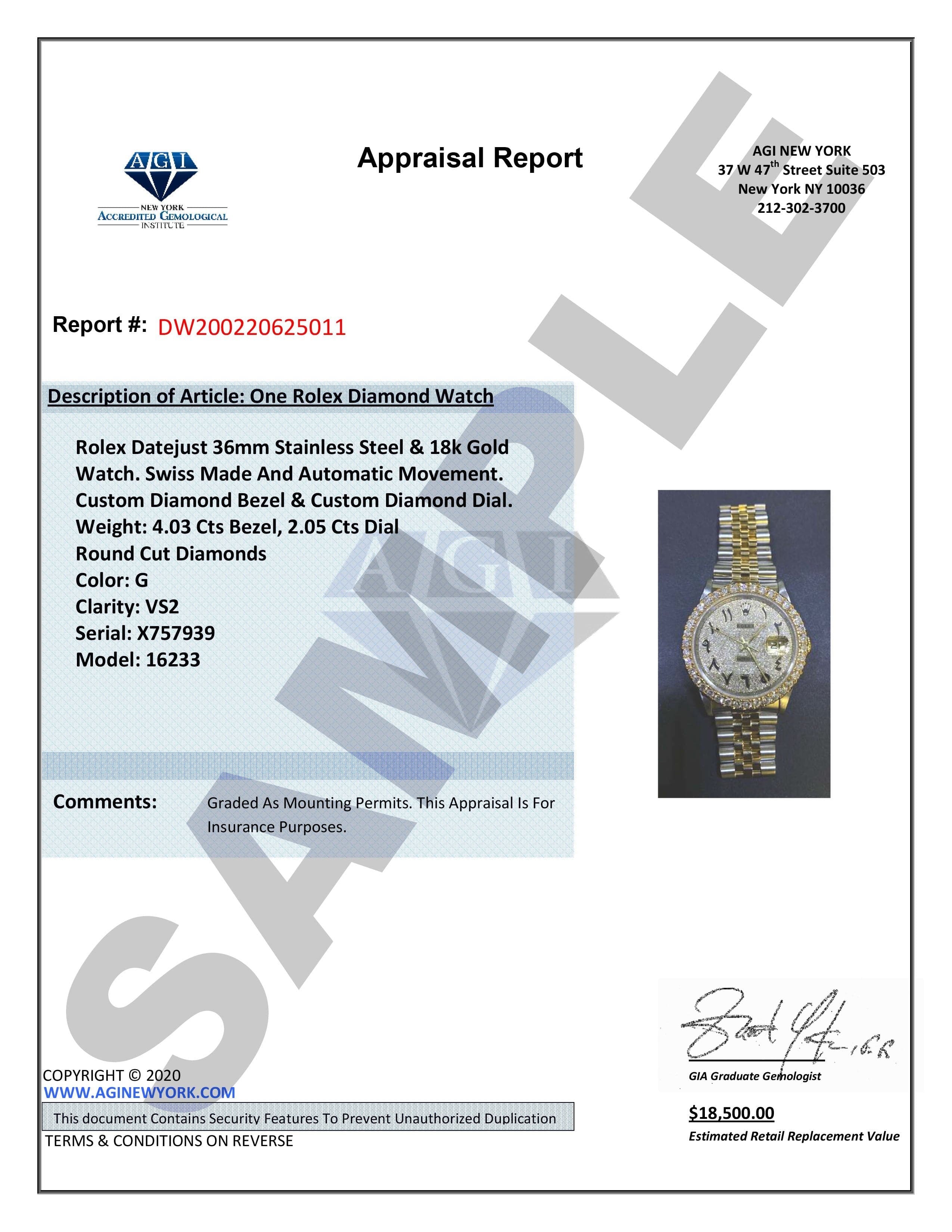 Diamond Gold Rolex Watch For Men 16233 | 36Mm | Diamond Pink Arabic Dial | Two Row 4.25 Carat Bezel | Jubilee Band - Image 7