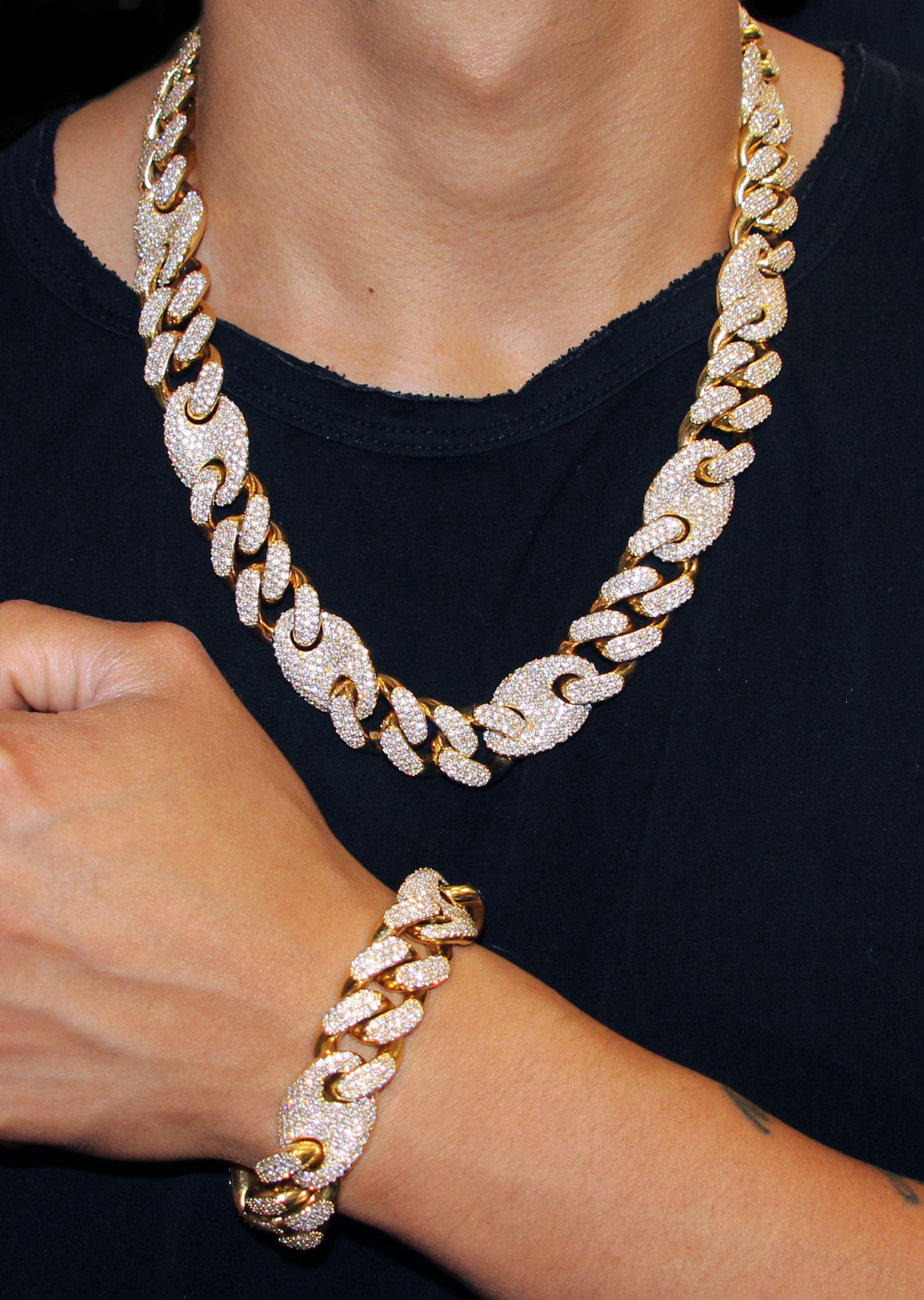 Diamond Gucci Puff Cuban Chain & Bracelet ( 18 MM ) - Image 2