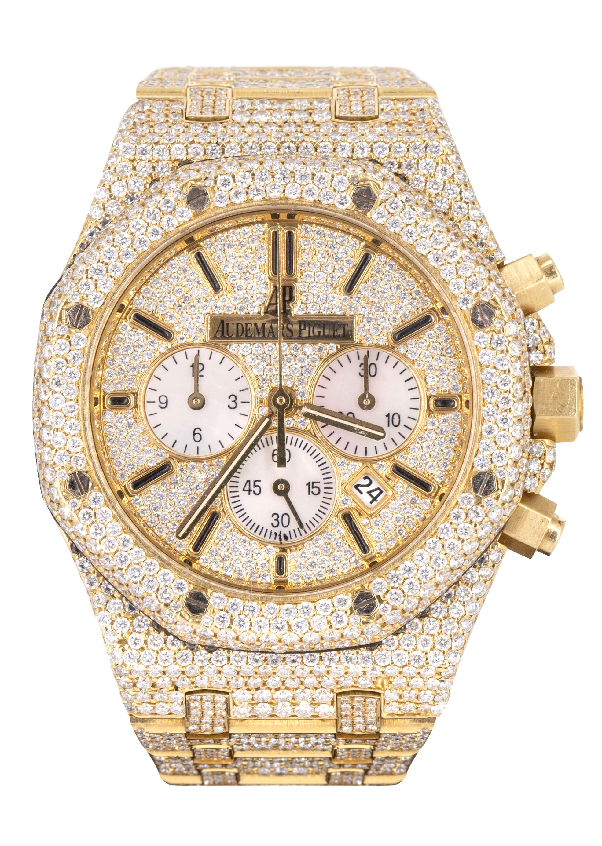 Audemars Piguet RoyalOak Chrono |  18K Gold Diamond Iced Out | 41 MM | 25 Carats - Image 5