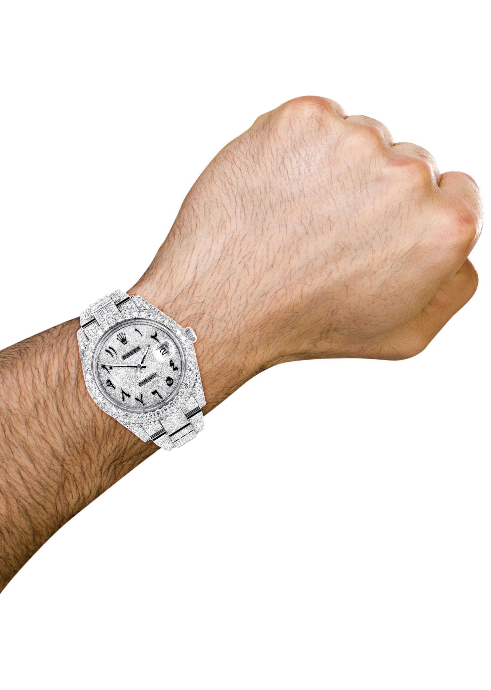 Diamond Iced Out Rolex Datejust 41 | 25 Carats Of Diamonds | Custom Arabic Diamond Dial | Two Row | Oyster Band - Image 3