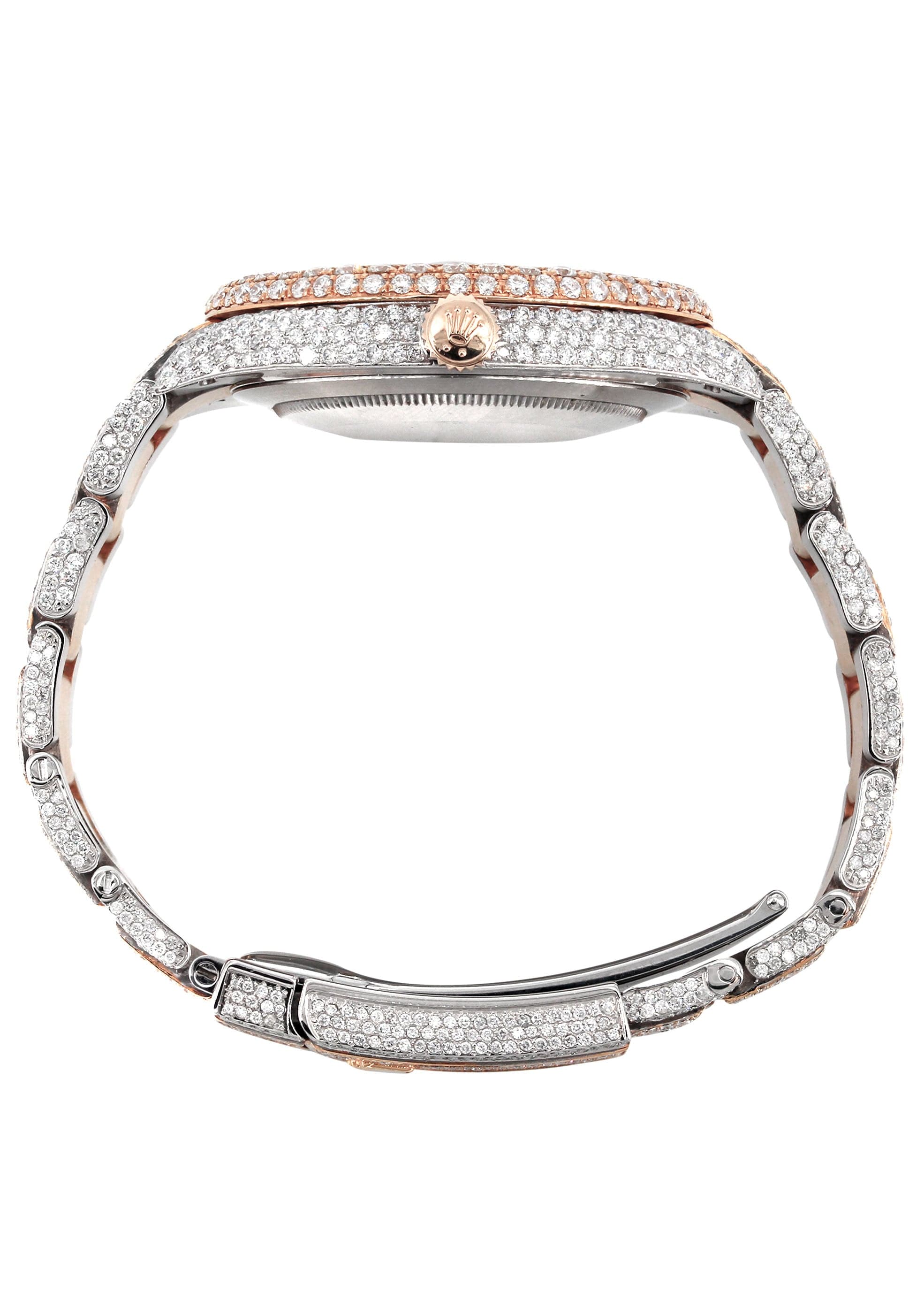 Diamond Rose Gold Iced Out Rolex Datejust 41 | 25 Carats Of Diamonds | Custom Full Diamond Arabic Dial | Oyster Band - Image 4