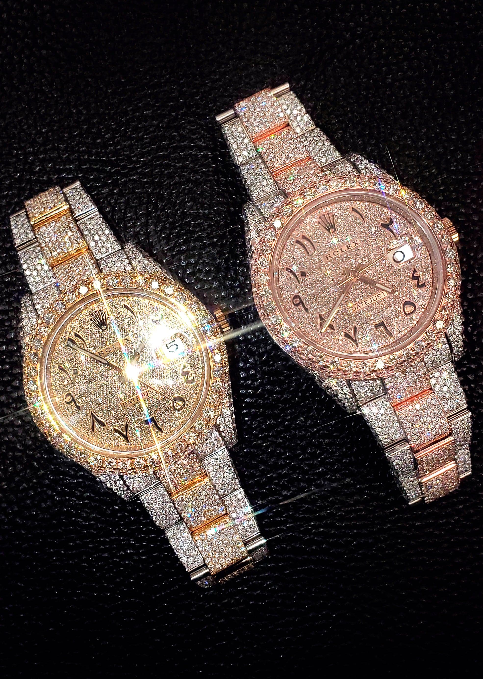Diamond Rose Gold Iced Out Rolex Datejust 41 | 25 Carats Of Diamonds | Custom Full Diamond Arabic Dial | Oyster Band - Image 5