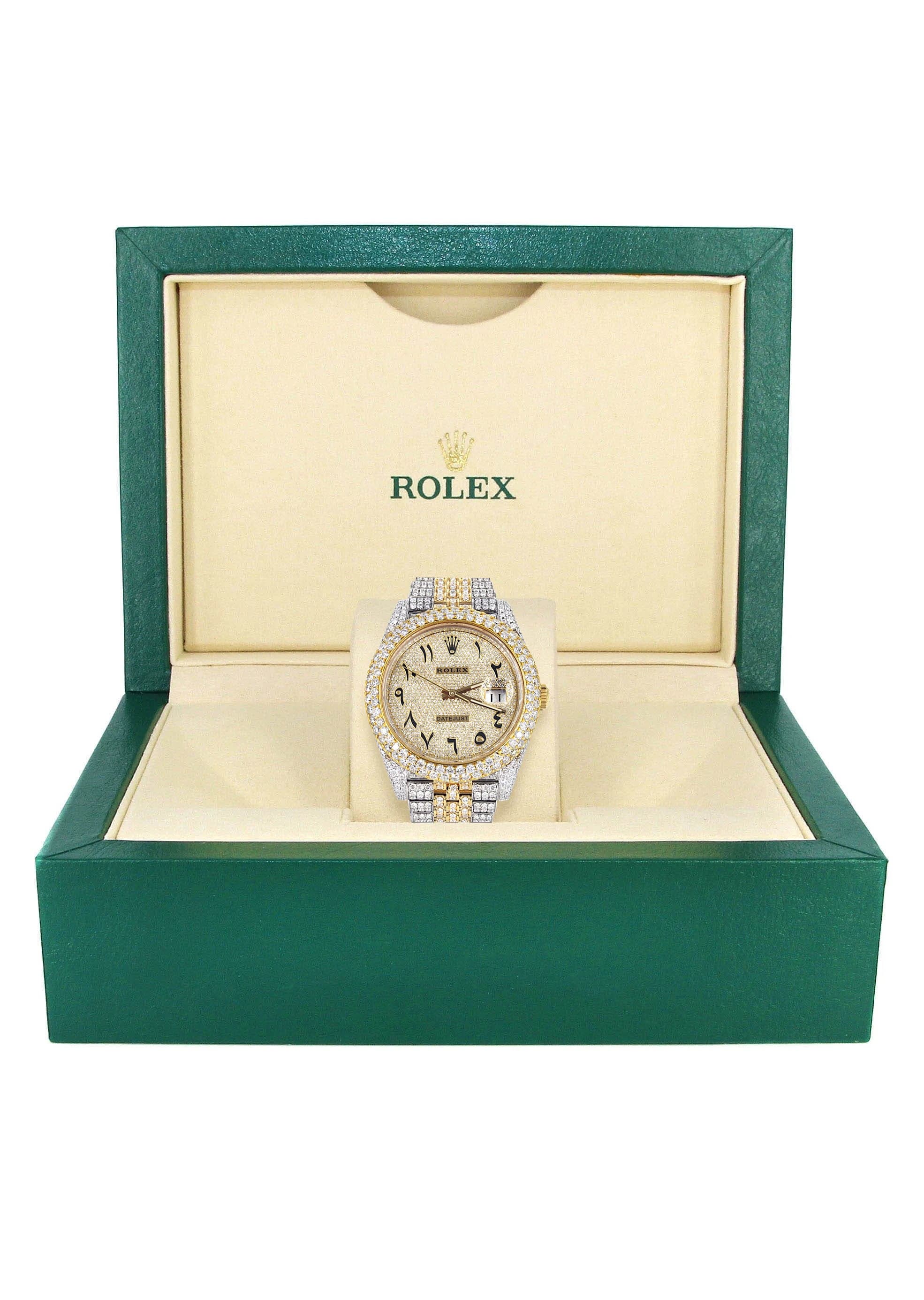 Diamond Iced Out Rolex Datejust 41 | 25 Carats Of Diamonds | Custom Gold Arabic Numeral Diamond Dial | Two Tone | Two Row | Jubilee Band - Image 6