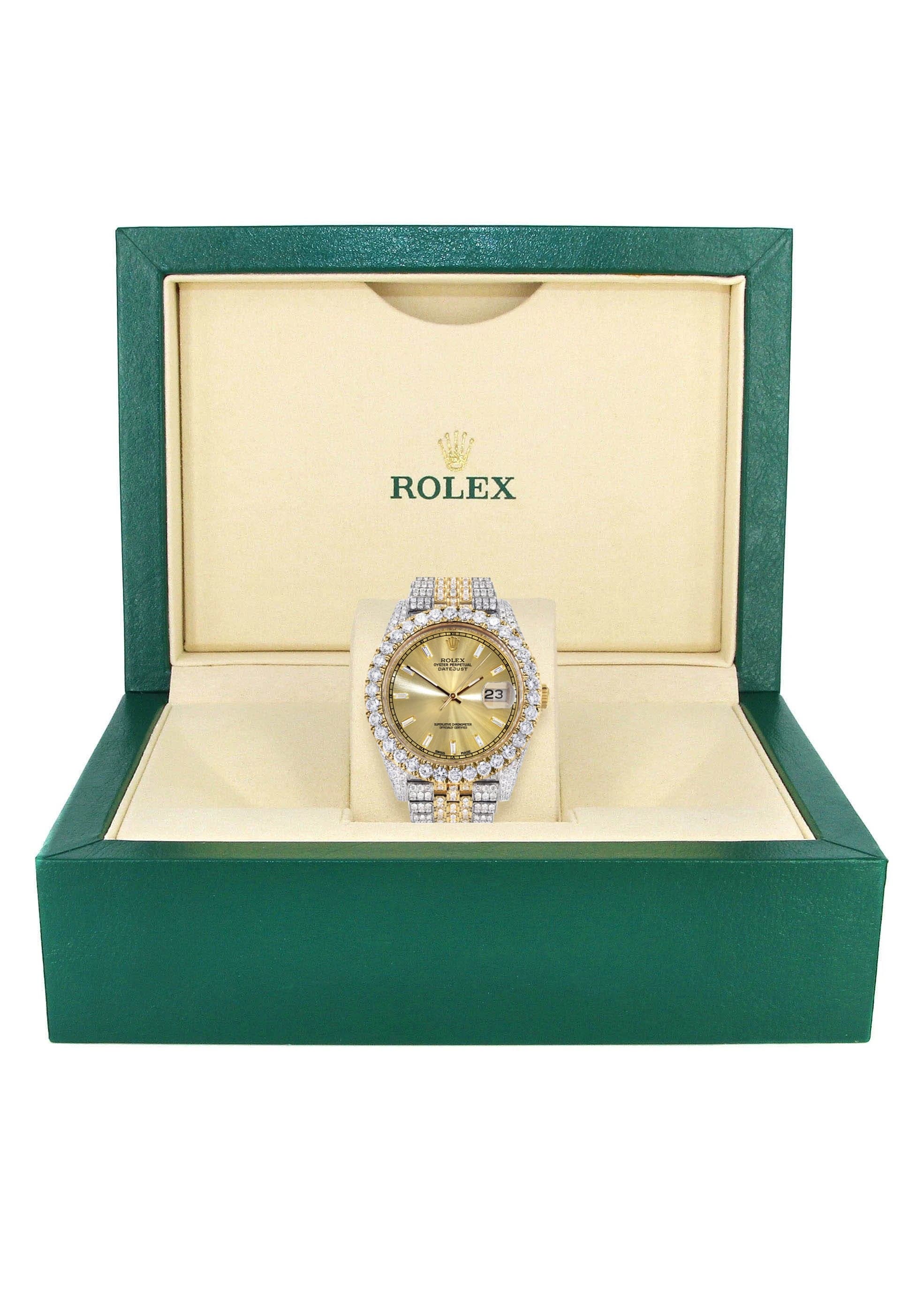 Diamond Iced Out Rolex Datejust 41 | 25 Carats Of Diamonds | Custom Gold Diamond Dial | Two Tone | Jubilee Band - Image 4