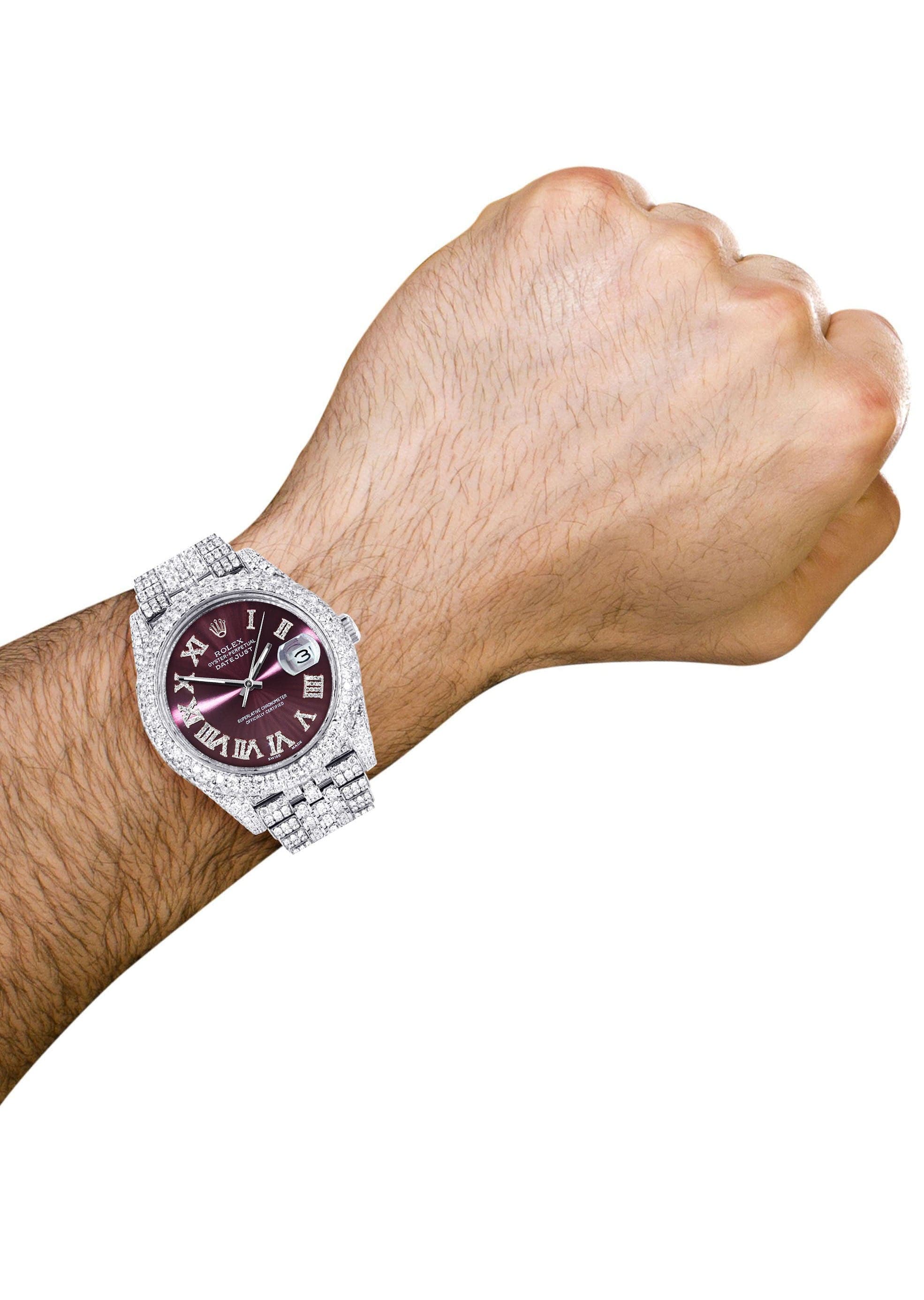 Diamond Iced Out Rolex Datejust 41 | 25 Carats Of Diamonds | Custom Purple Dial | Two Row | Jubilee Band - Image 3