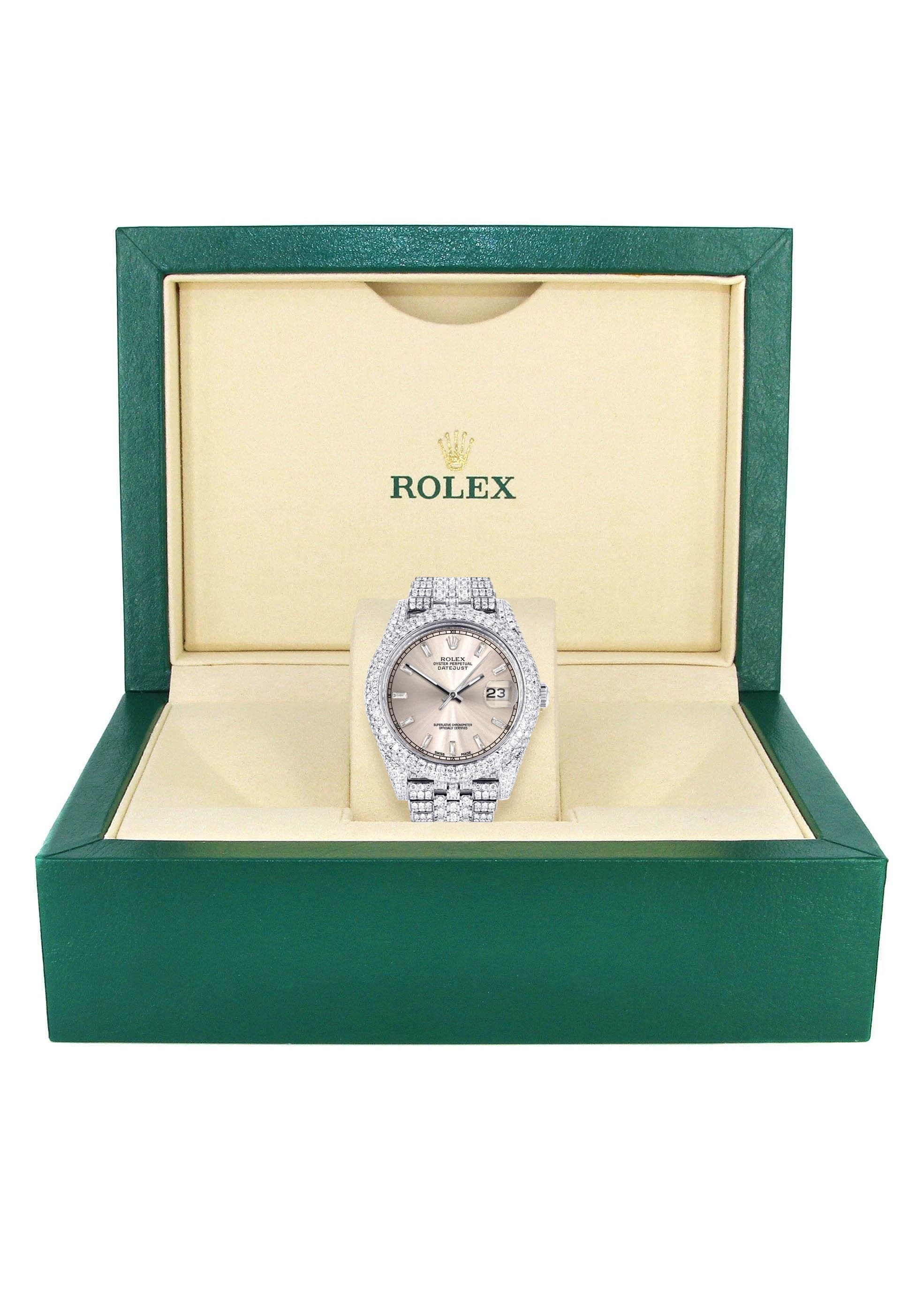 Diamond Iced Out Rolex Datejust 41 | 25 Carats Of Diamonds | Dawn Pink Diamond Dial | Two Row | Jubilee Band - Image 6