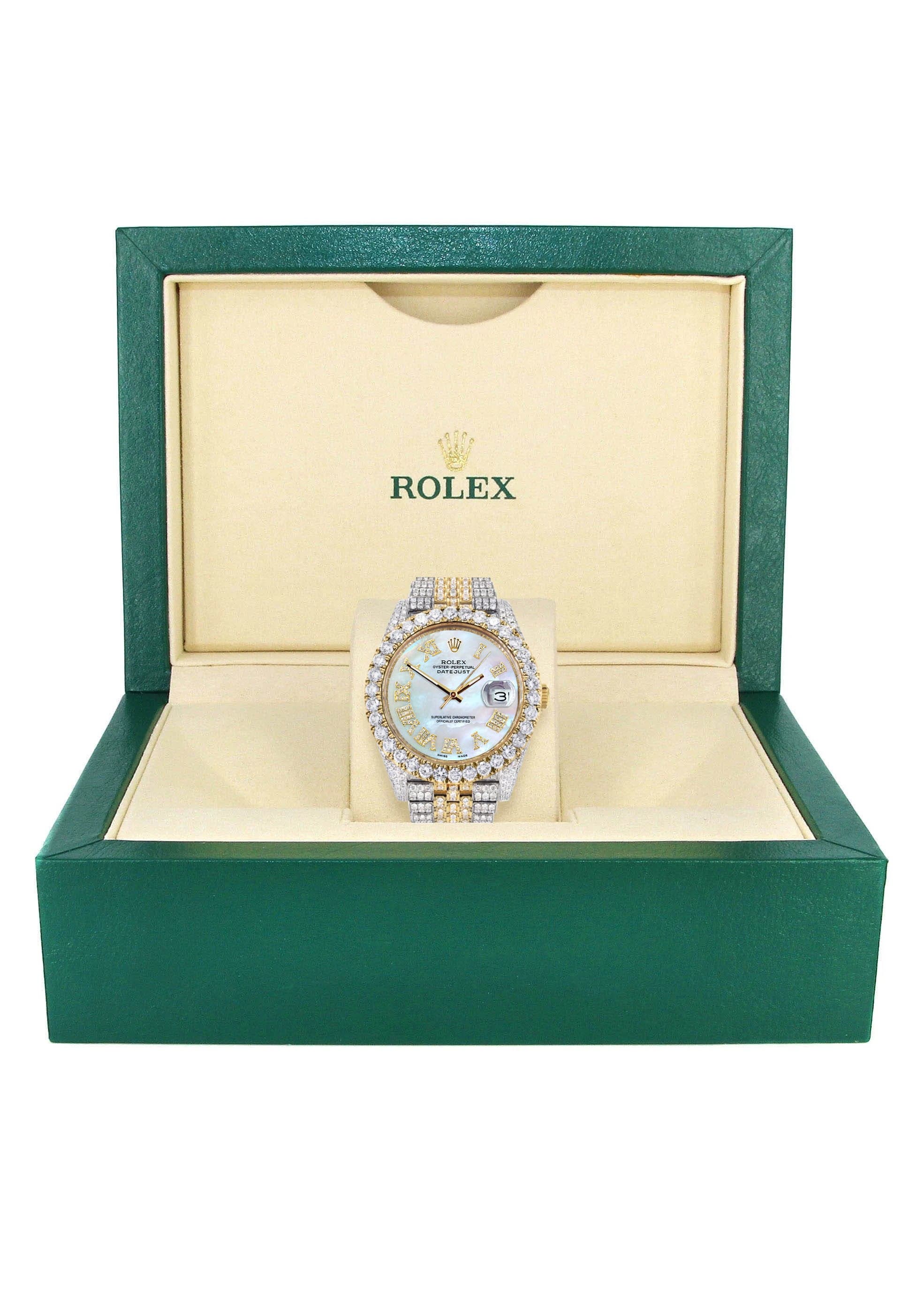 Diamond Iced Out Rolex Datejust 41 | 25 Carats Of Diamonds | Mother of Pearl Dial | Two Tone | Jubilee Band - Image 5