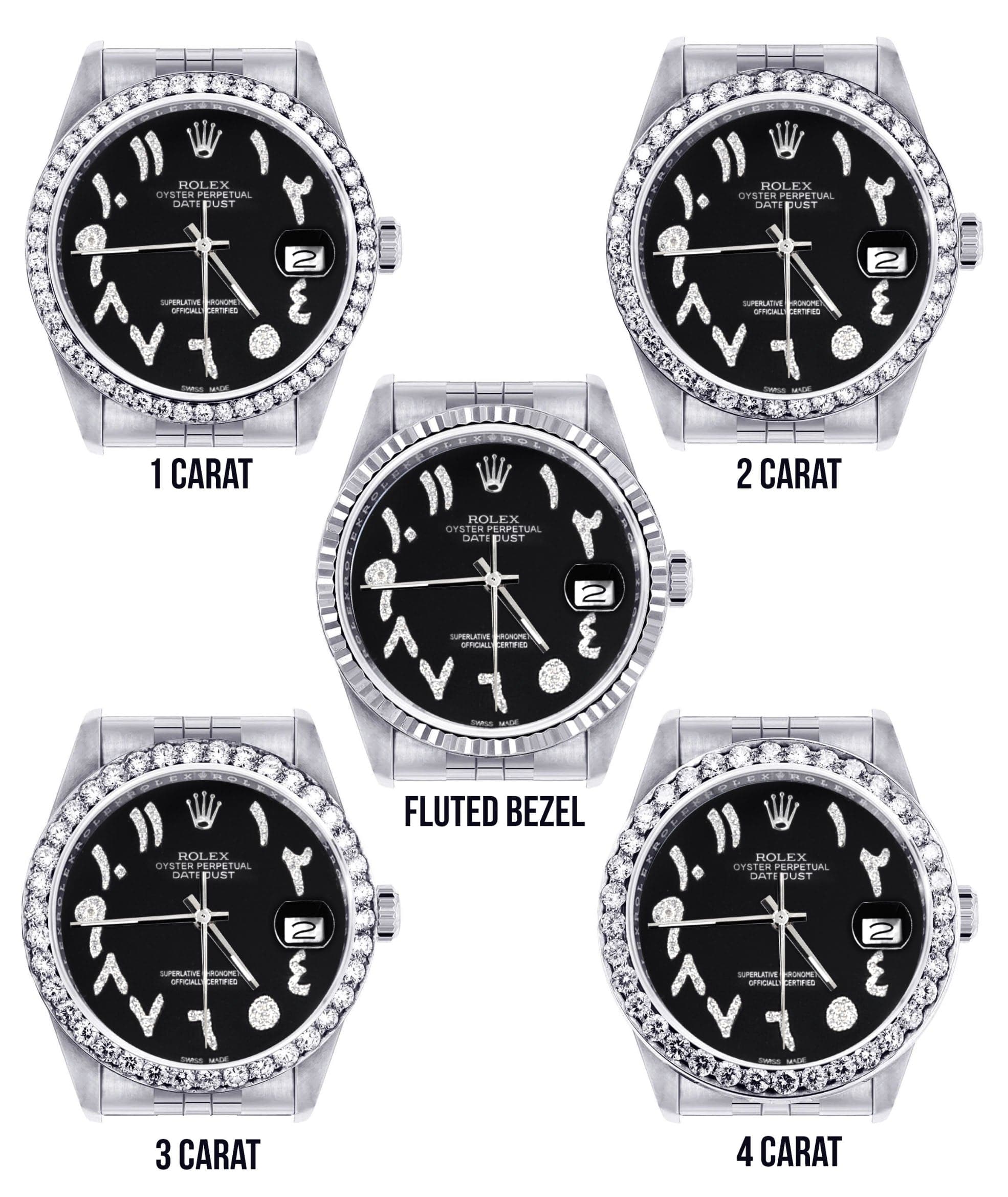 Diamond Mens Rolex Datejust Watch 16200 | 36Mm | Black Arabic Diamond Dial | Jubilee Band - Image 3