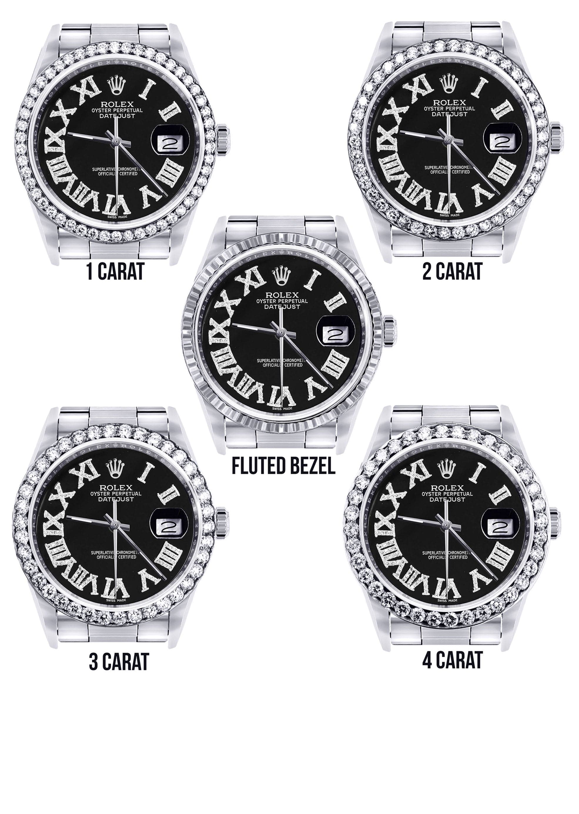 Diamond Mens Rolex Datejust Watch 16200 | 36Mm | Black Roman Numeral Dial | Oyster Band - Image 3