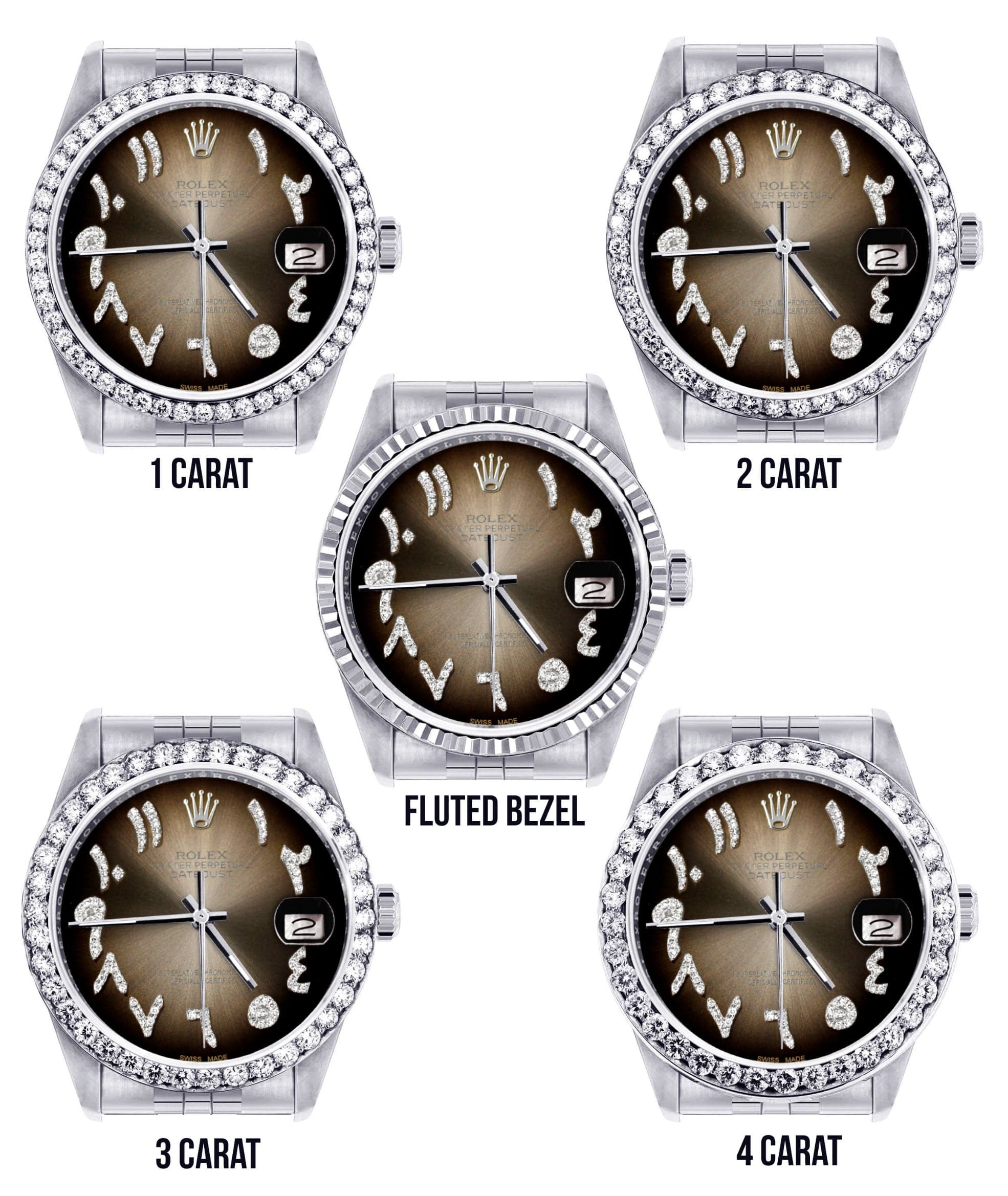 Diamond Mens Rolex Datejust Watch 16200 | 36Mm | Brown Arabic Diamond Dial | Jubilee Band - Image 3
