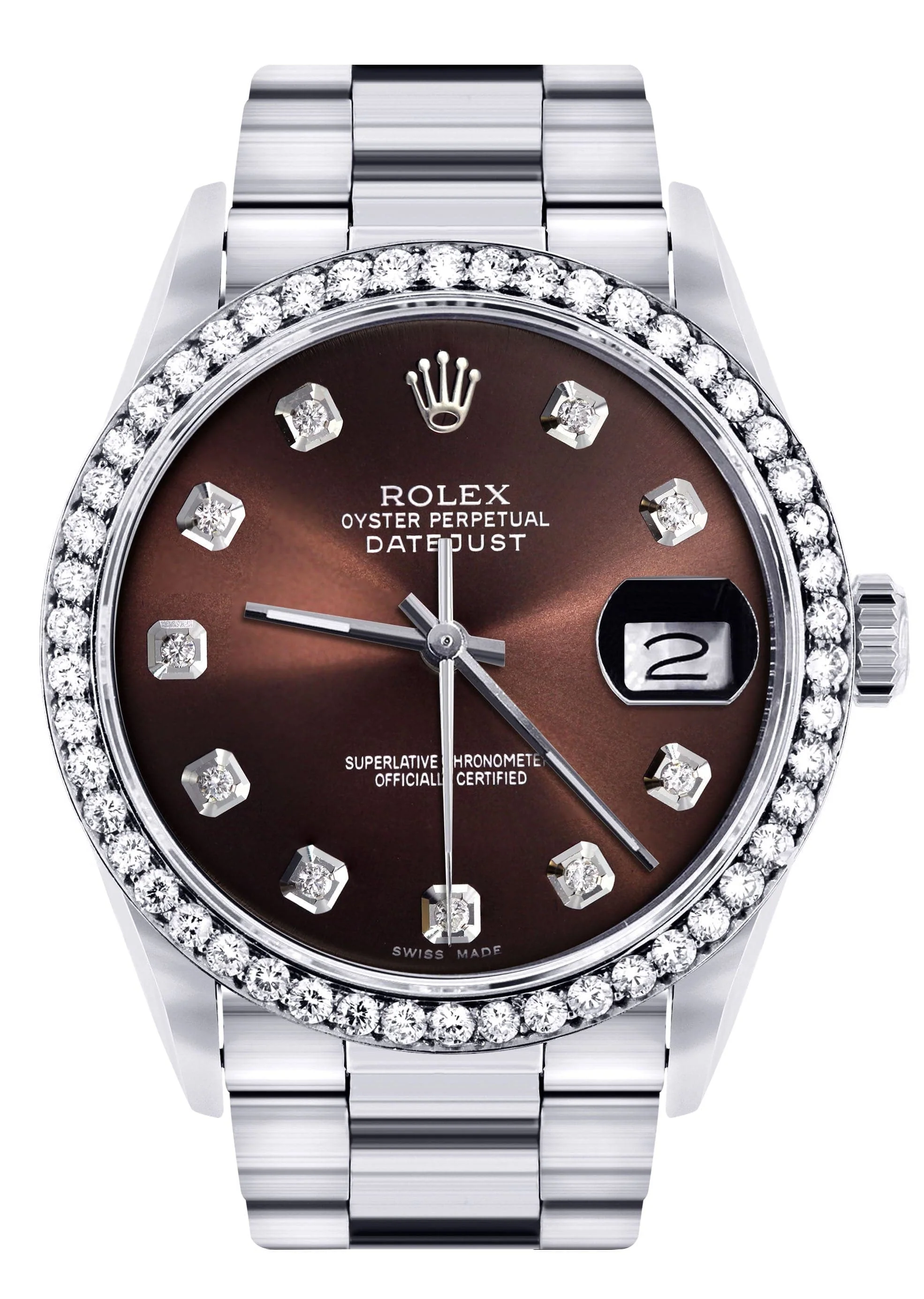 Diamond Mens Rolex Datejust Watch 16200| 36MM | Chocolate Diamond Dial | Oyster Band