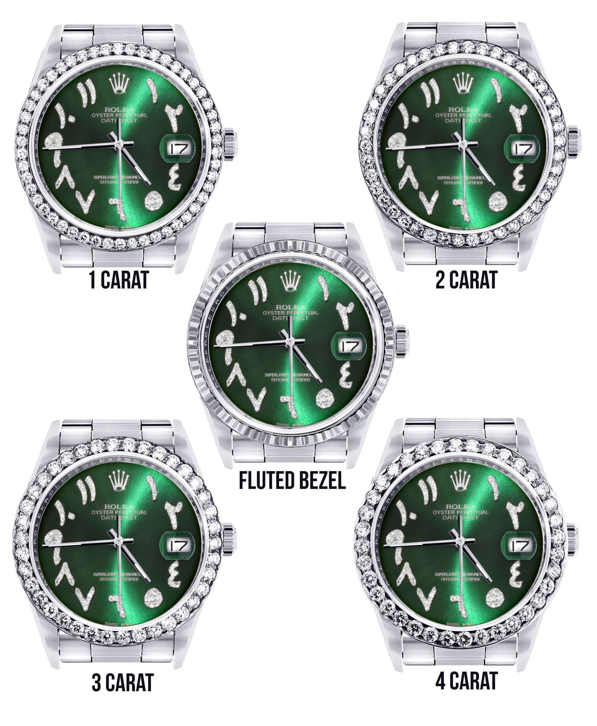 Diamond Mens Rolex Datejust Watch 16200 | 36Mm | Green Arabic Diamond Dial | Oyster Band - Image 3