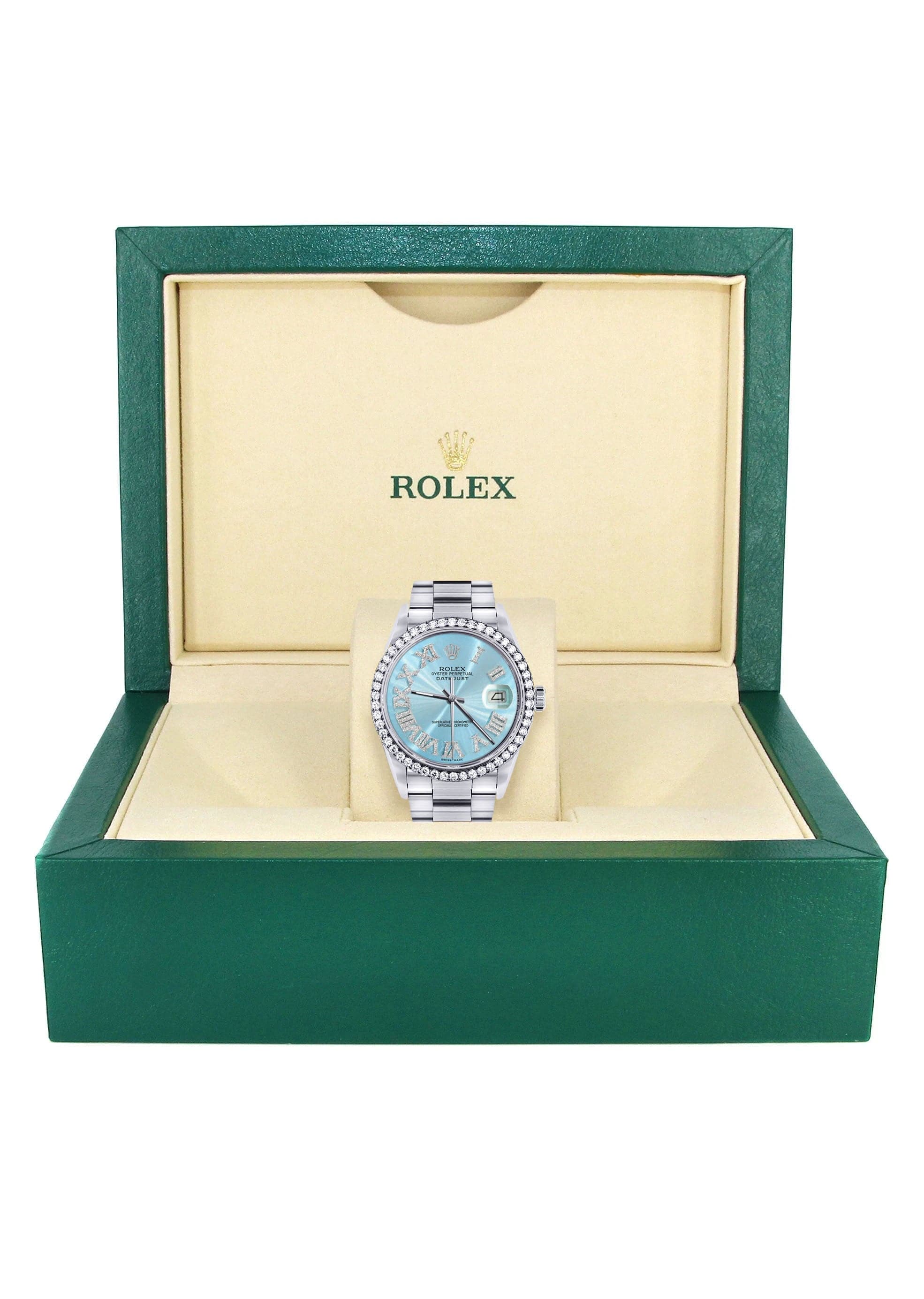 Diamond Mens Rolex Datejust Watch 16200 | 36Mm | Light Blue Roman Numeral Dial | Oyster Band - Image 7