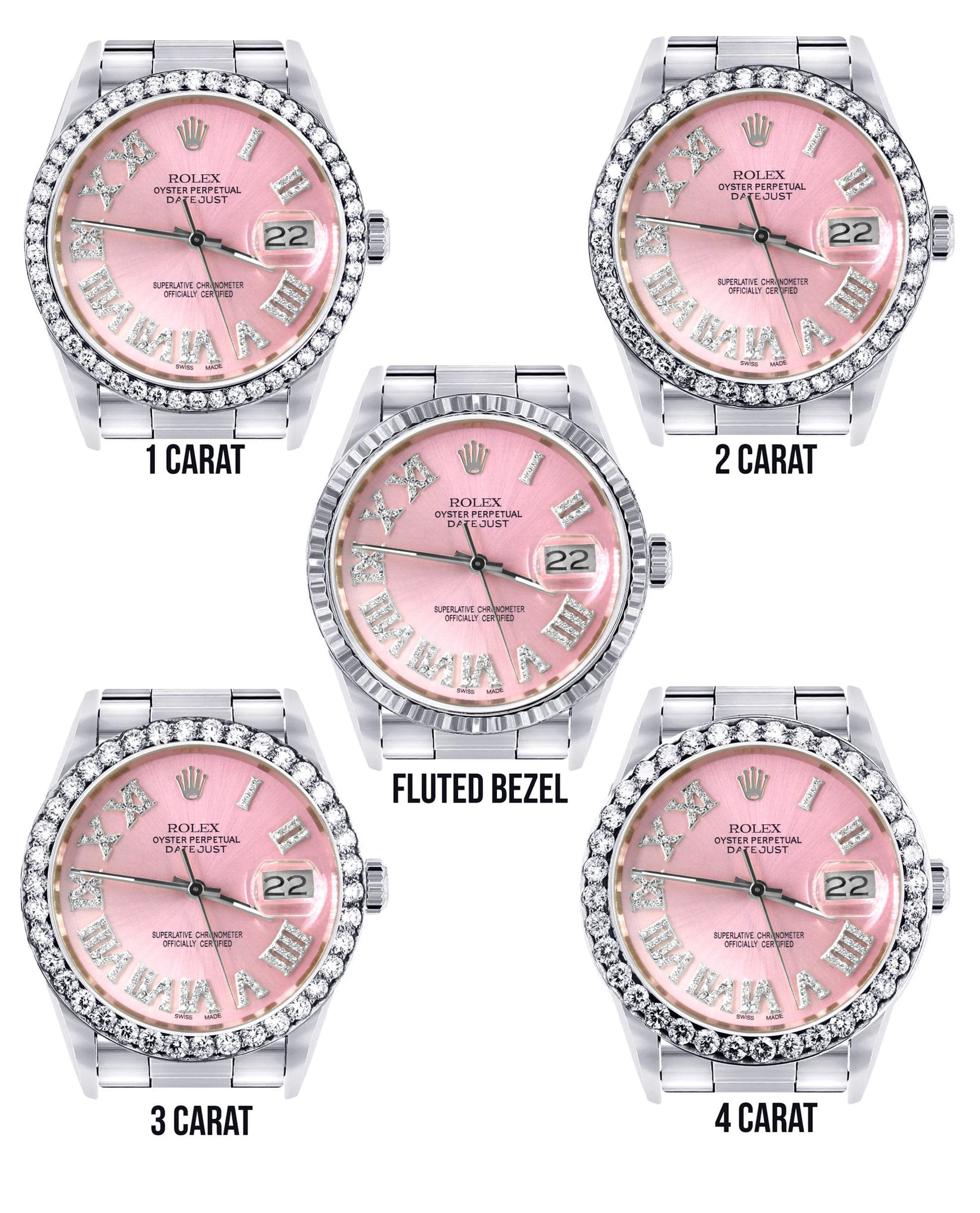 Diamond Mens Rolex Datejust Watch 16200 | 36Mm | Light Pink Roman Numeral Dial | Oyster Band - Image 3