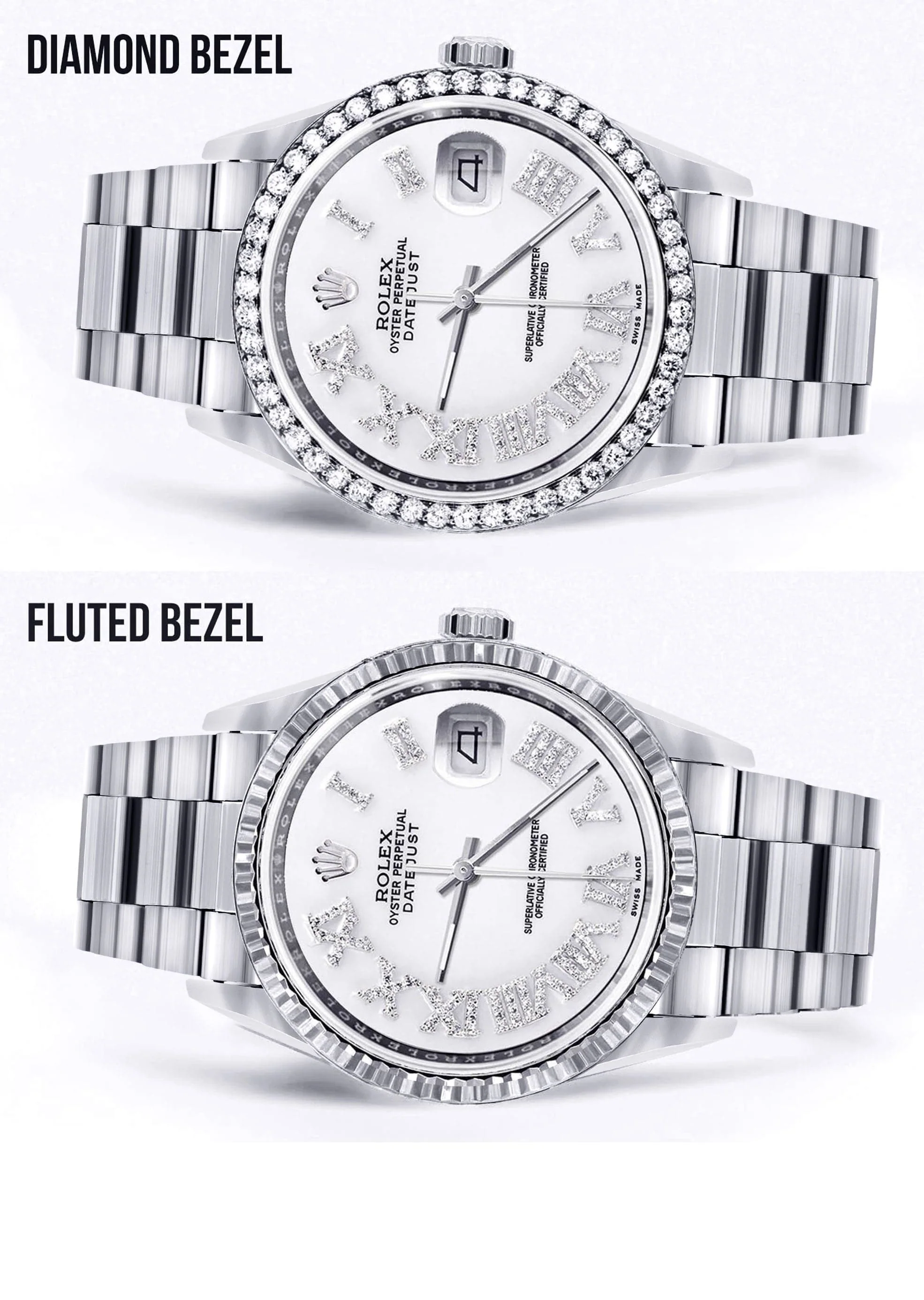 Diamond Mens Rolex Datejust Watch 16200 | 36Mm | White Roman Numeral Dial | Oyster Band - Image 2