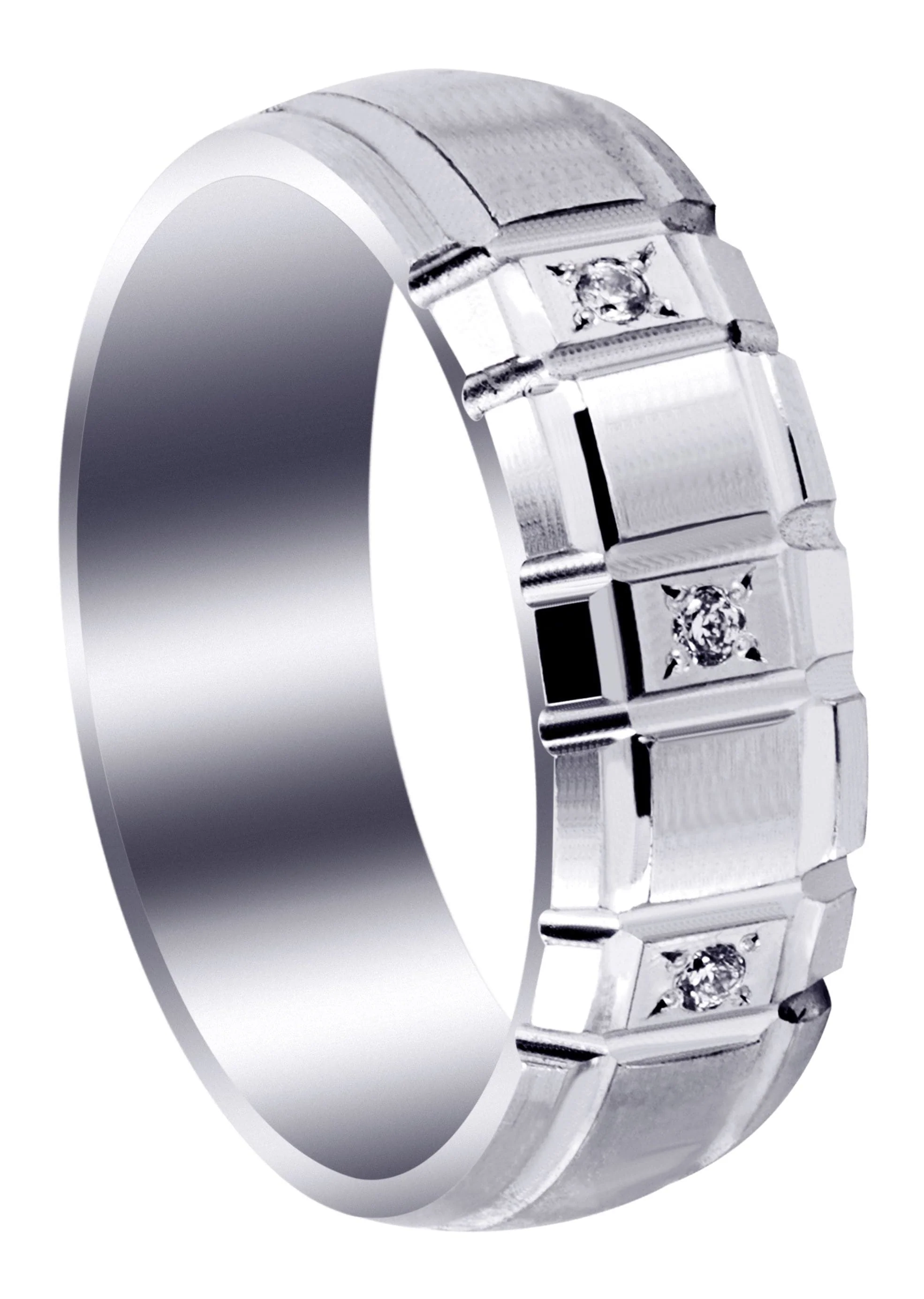 Diamond Unique Mens Wedding Band | 0.5 Carats | Satin / High Polish Finish (Kamden)