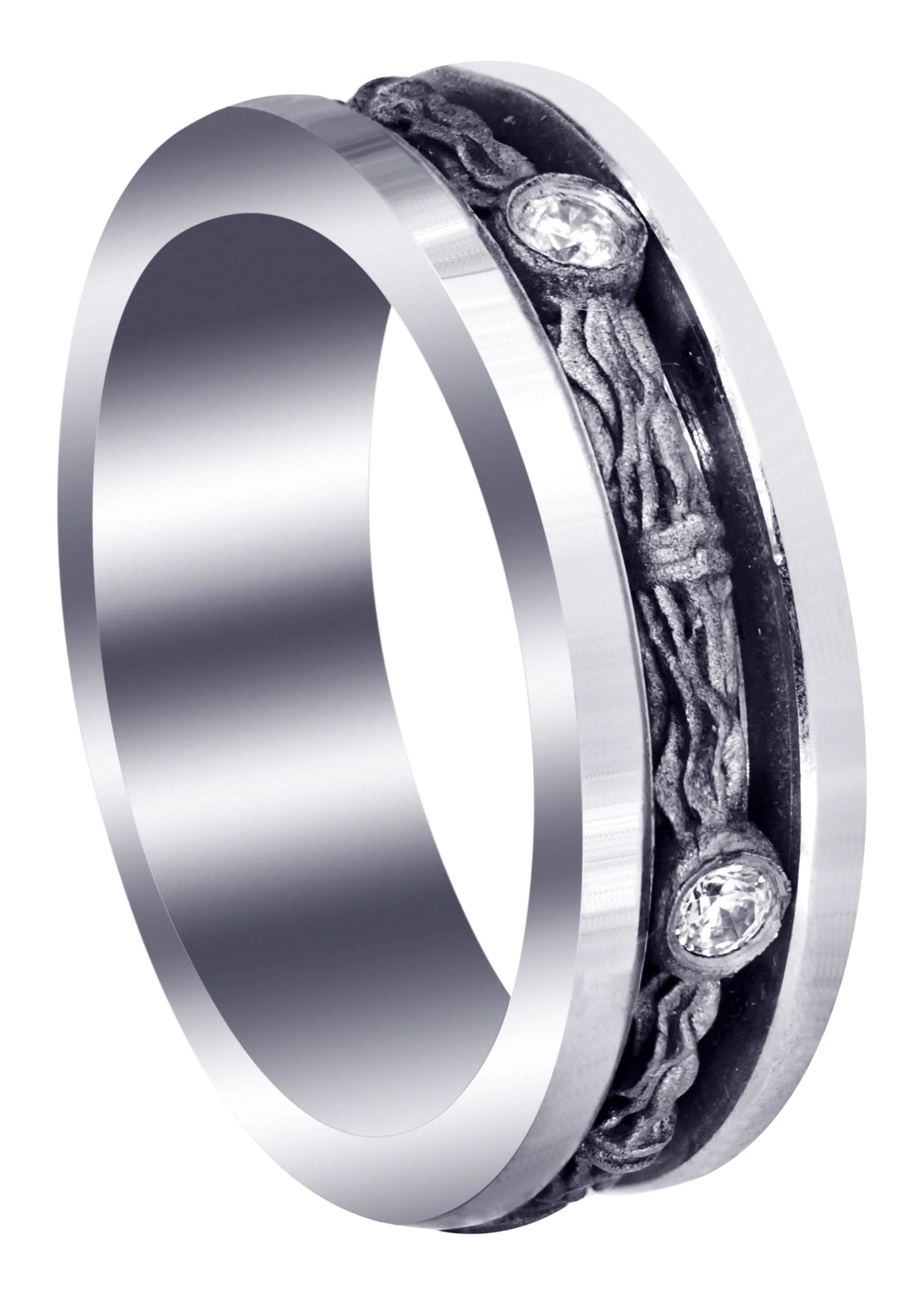 Diamond Unique Mens Wedding Band | 0.15 Carats | Sand Blast Finish (Braylon)