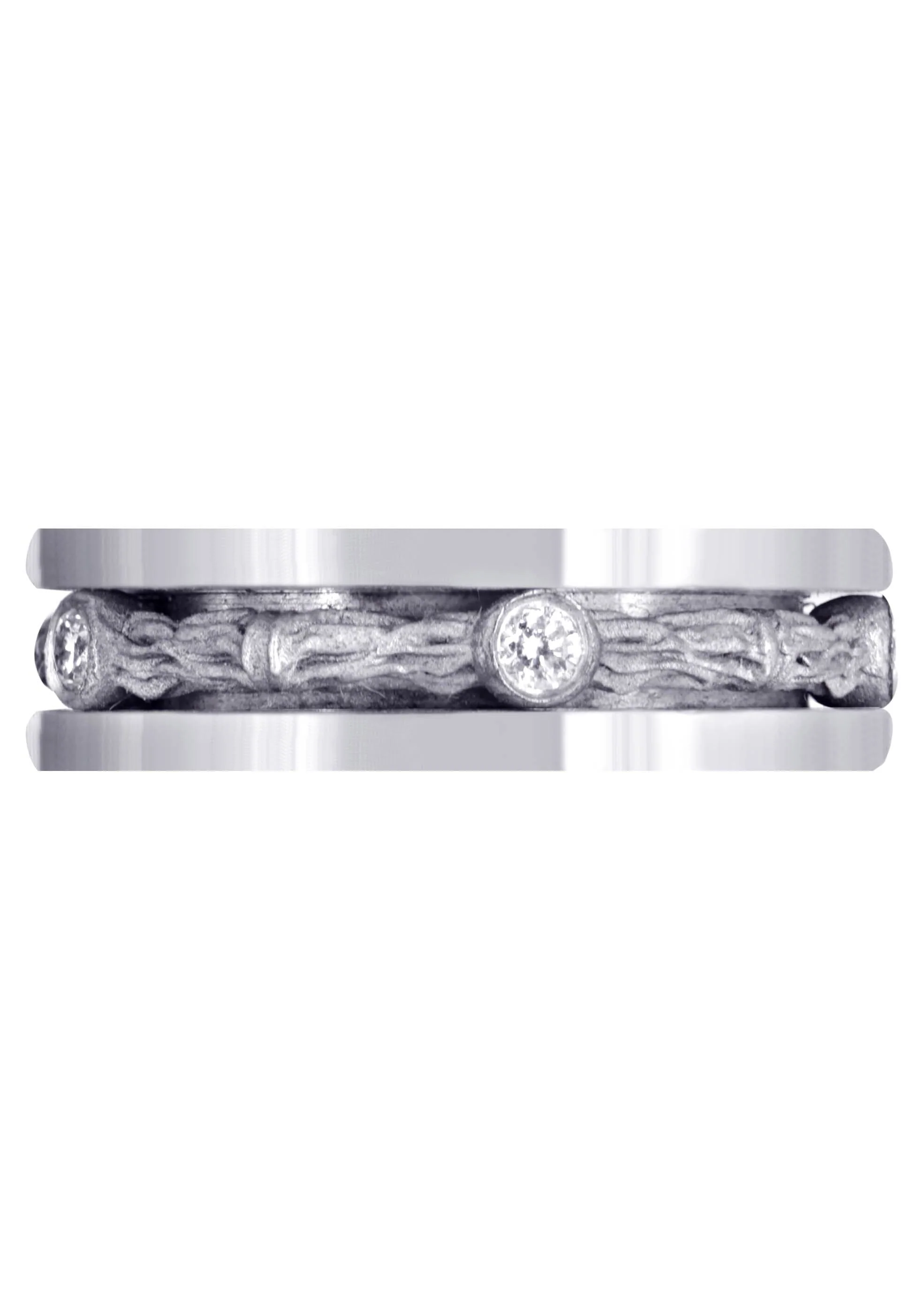 Diamond Unique Mens Wedding Band | 0.15 Carats | Sand Blast Finish (Braylon) - Image 2