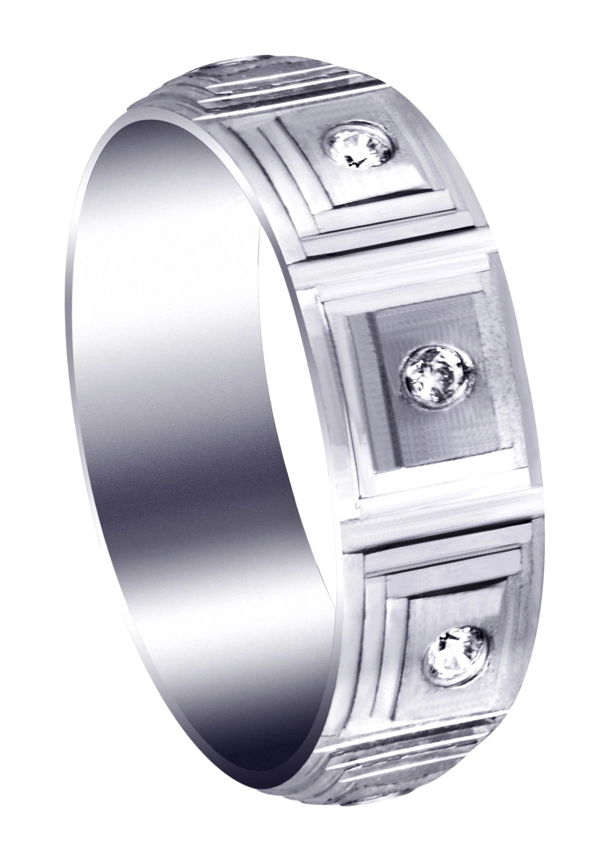 Diamond Mens Wedding Band | 0.24 Carats | Wire Matt Finish (Angelo)