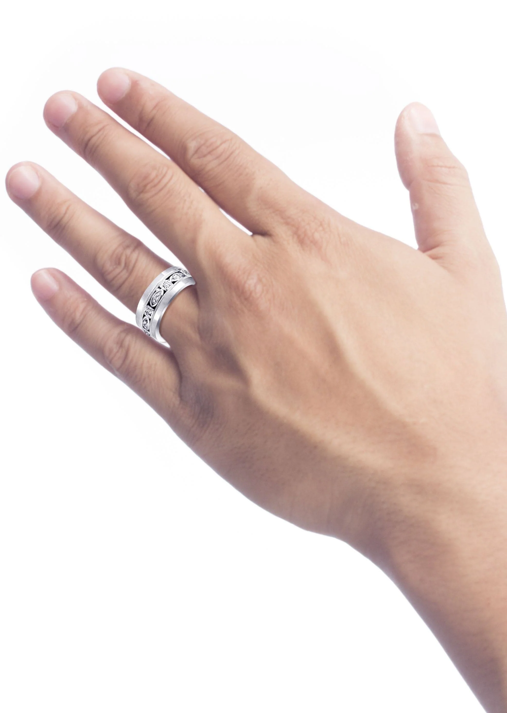 Diamond Mens Wedding Band | 0.28 Carats | Satin Finish (Marcos) - Image 4