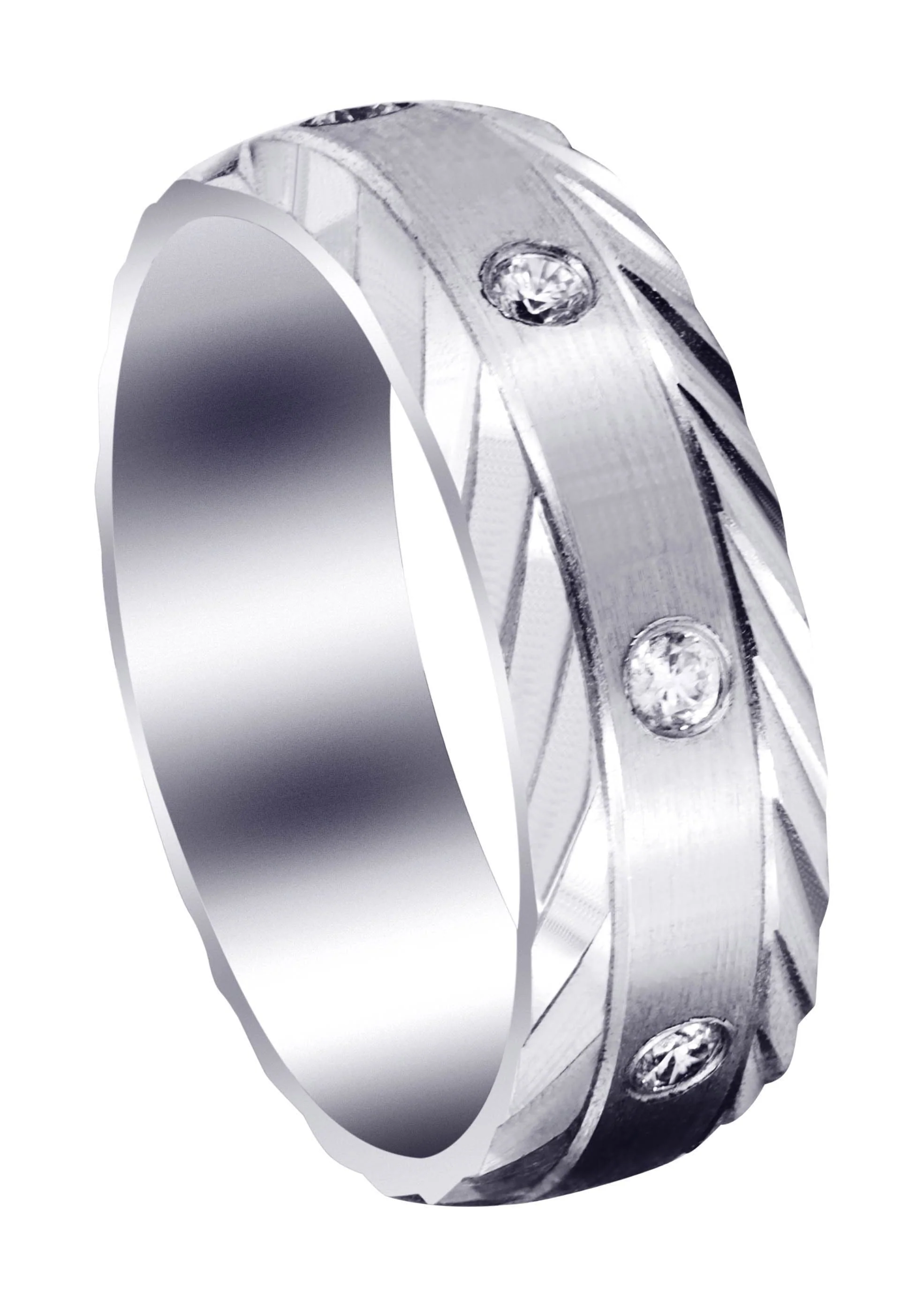 Diamond Mens Wedding Band | 0.4 Carats | Satin Finish (Edgar)