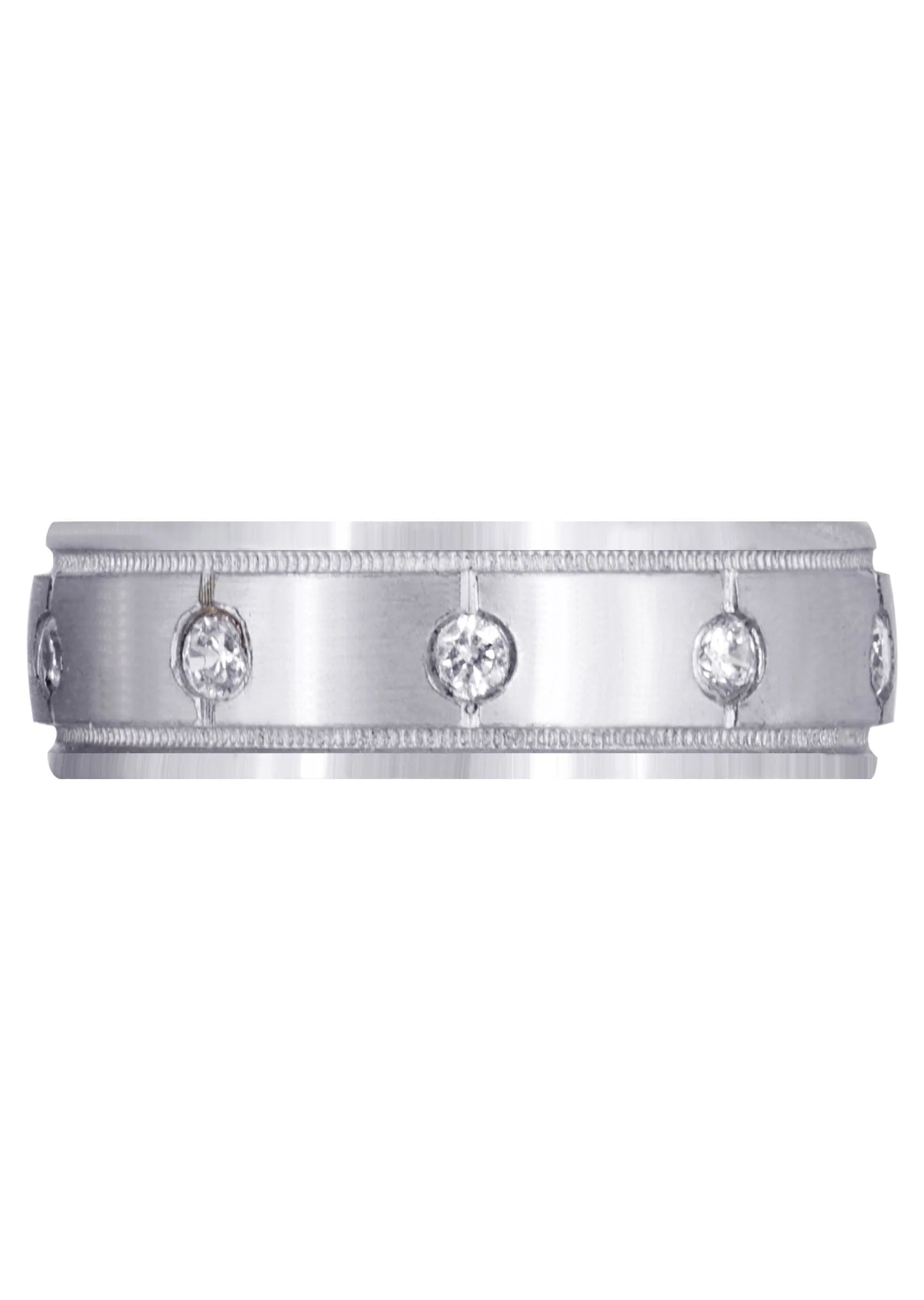 Diamond Mens Wedding Band | 0.5 Carats | Satin Finish (Mario) - Image 2