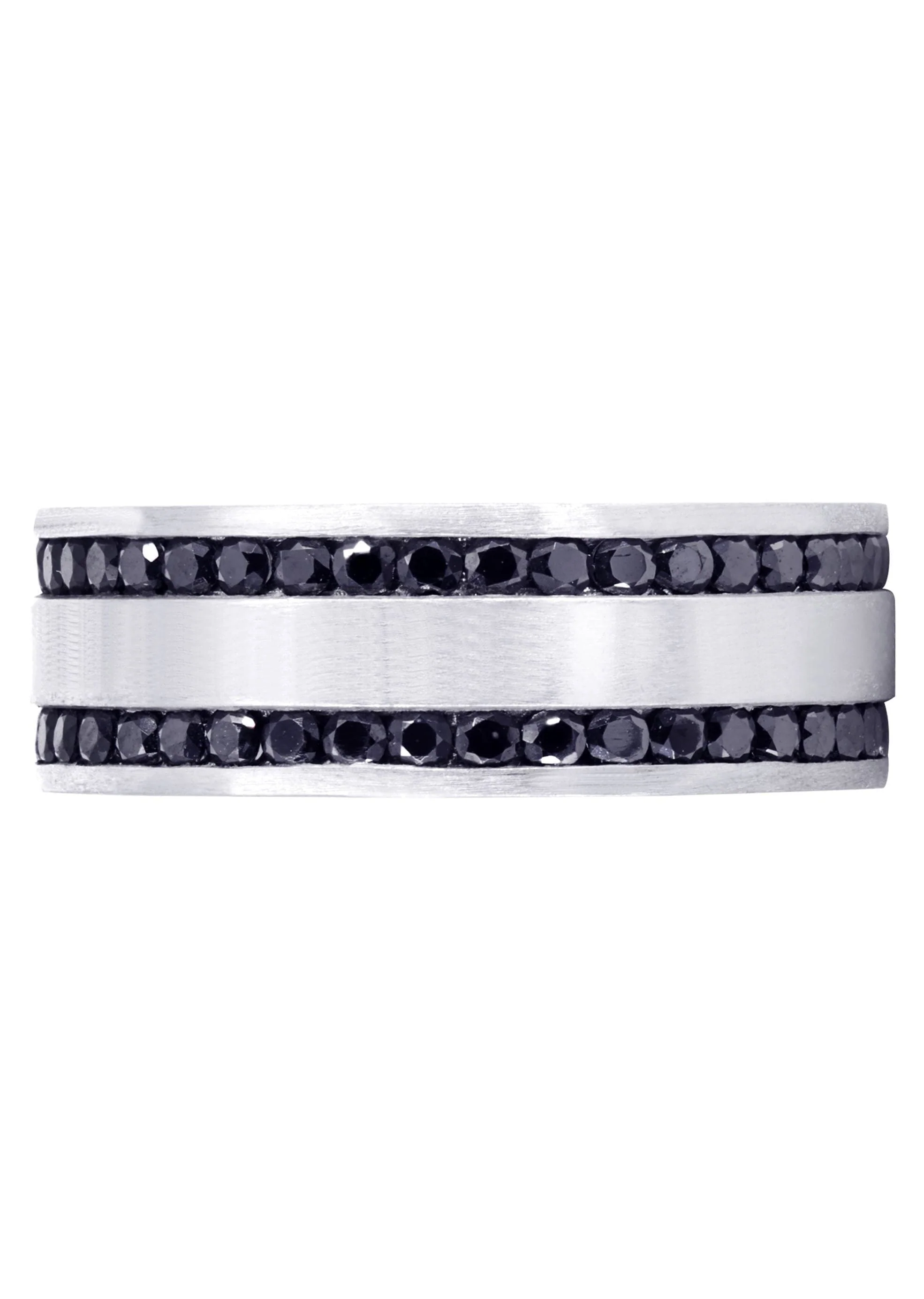 Mens Black Wedding Band | 1.6 Carats | Satin / High Polish Finish (Orion) - Image 2
