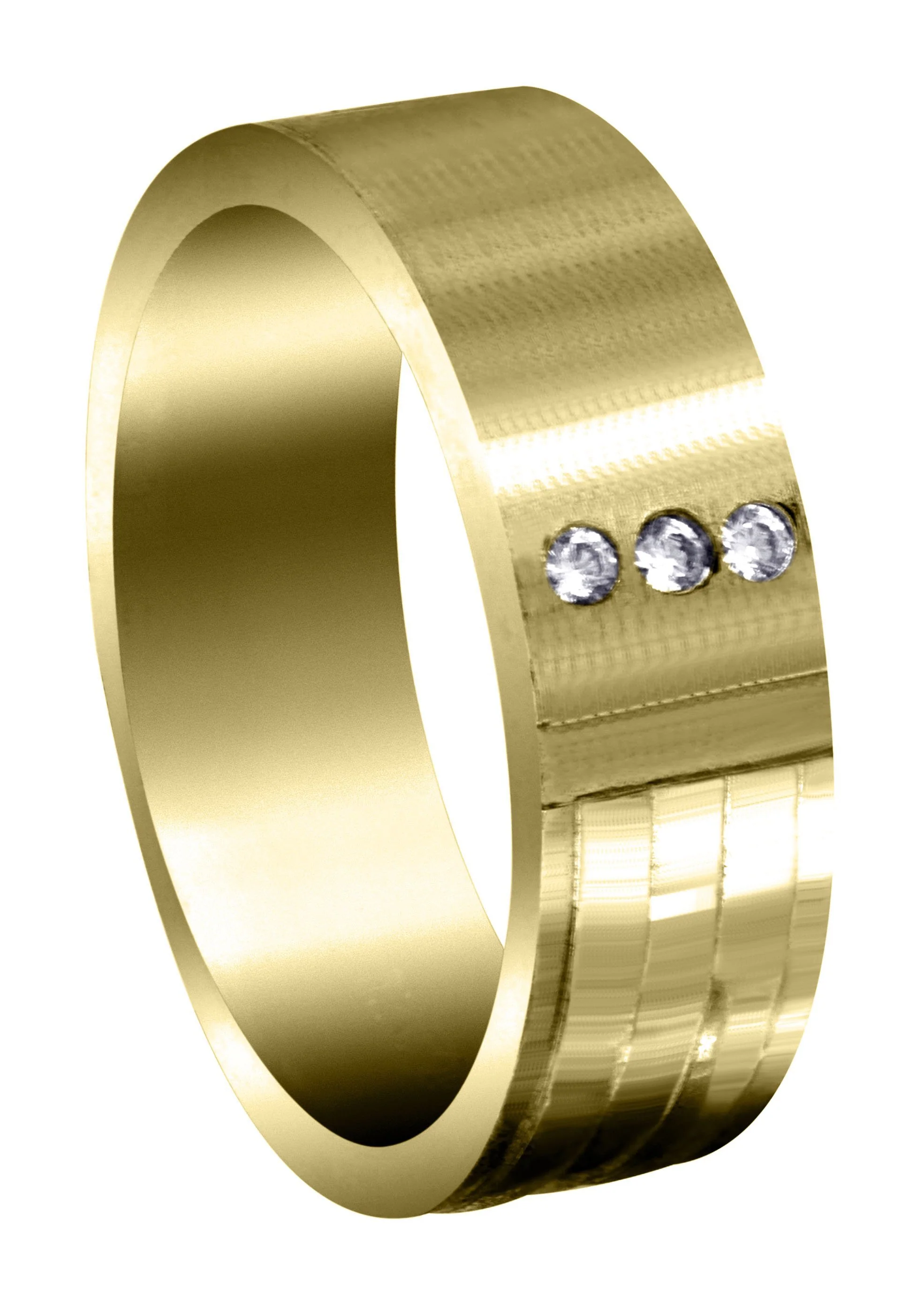 Yellow Gold Diamond Mens Wedding Band | 0.06 Carats | Satin Finish (Lane)