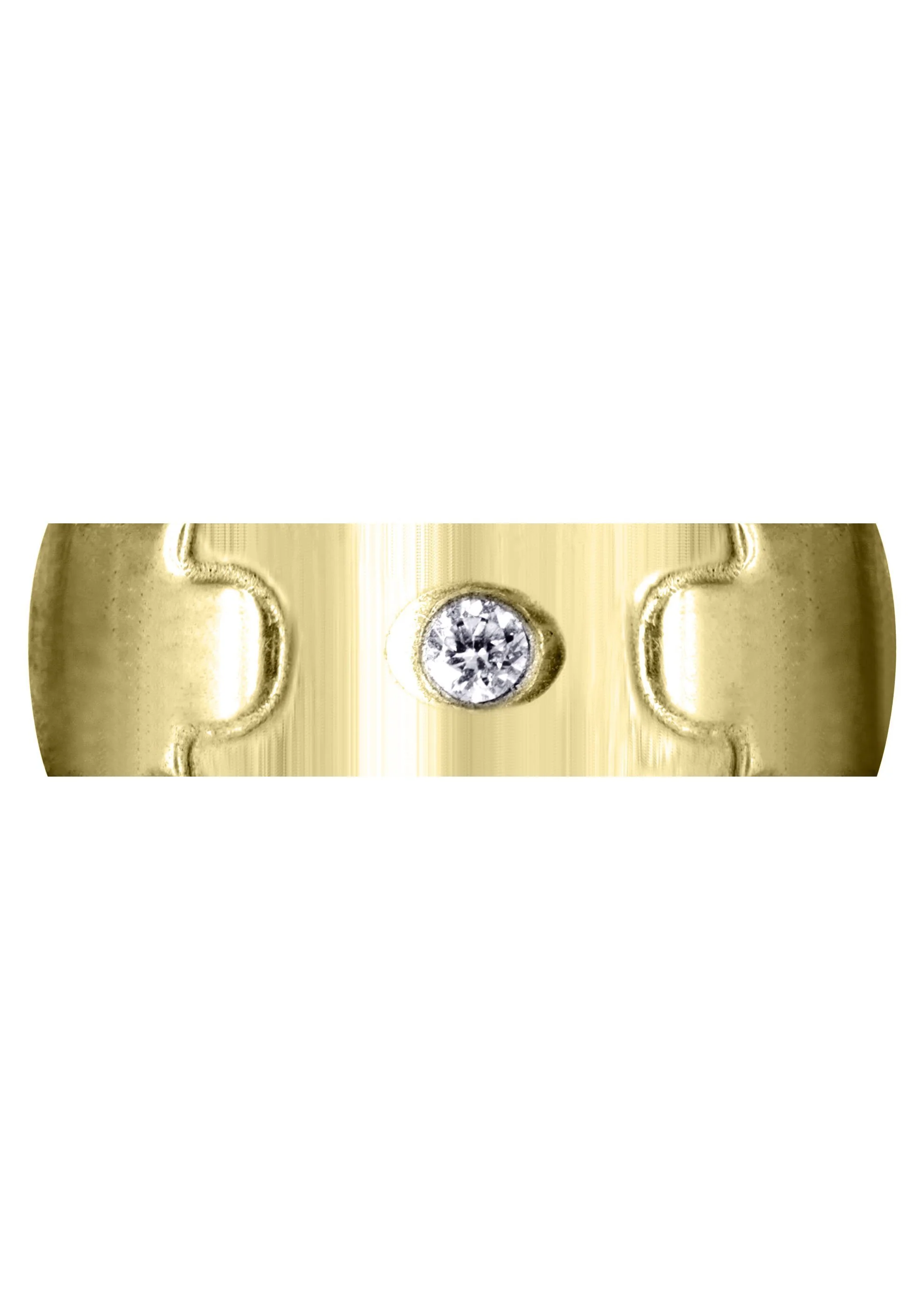 Yellow Gold Diamond Mens Wedding Band | 0.07 Carats | Cross Satin Finish (Caiden) - Image 2